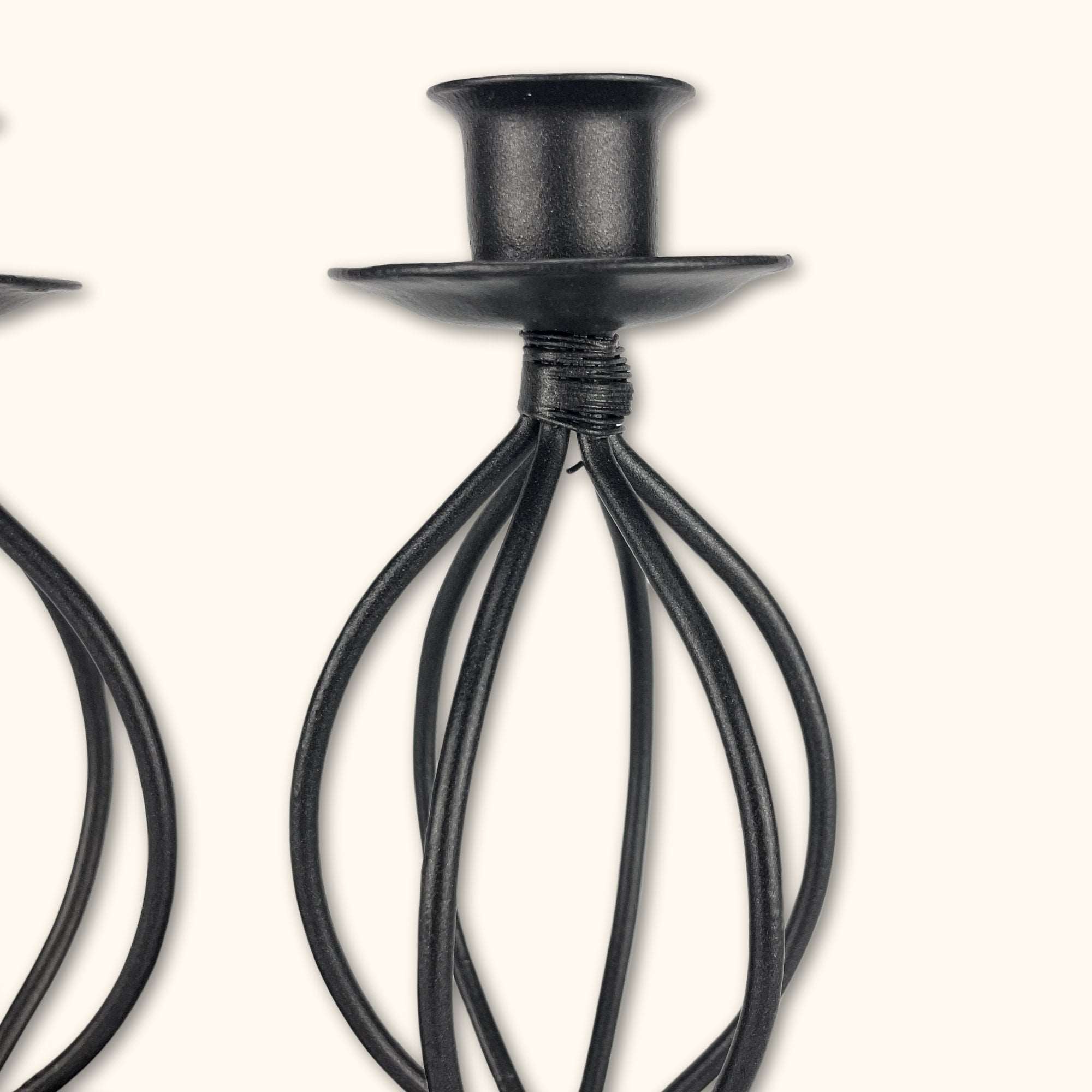 Black Metal Candlestick Holders - Pair of 2 -  - Candle holders