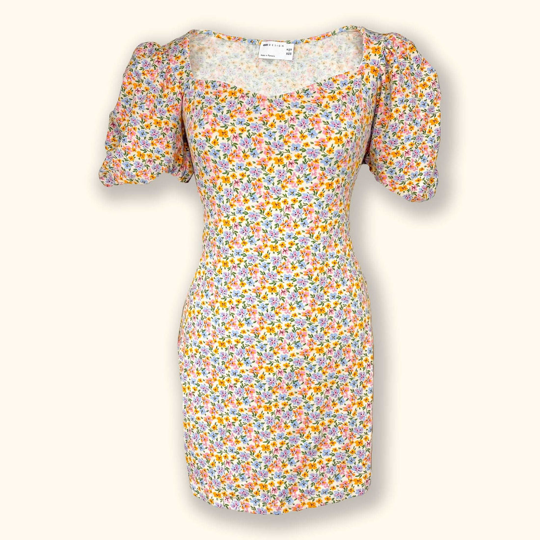 ASOS Design Ditsy Floral Mini Dress with Puff Sleeves - Size 16 -  - Dresses