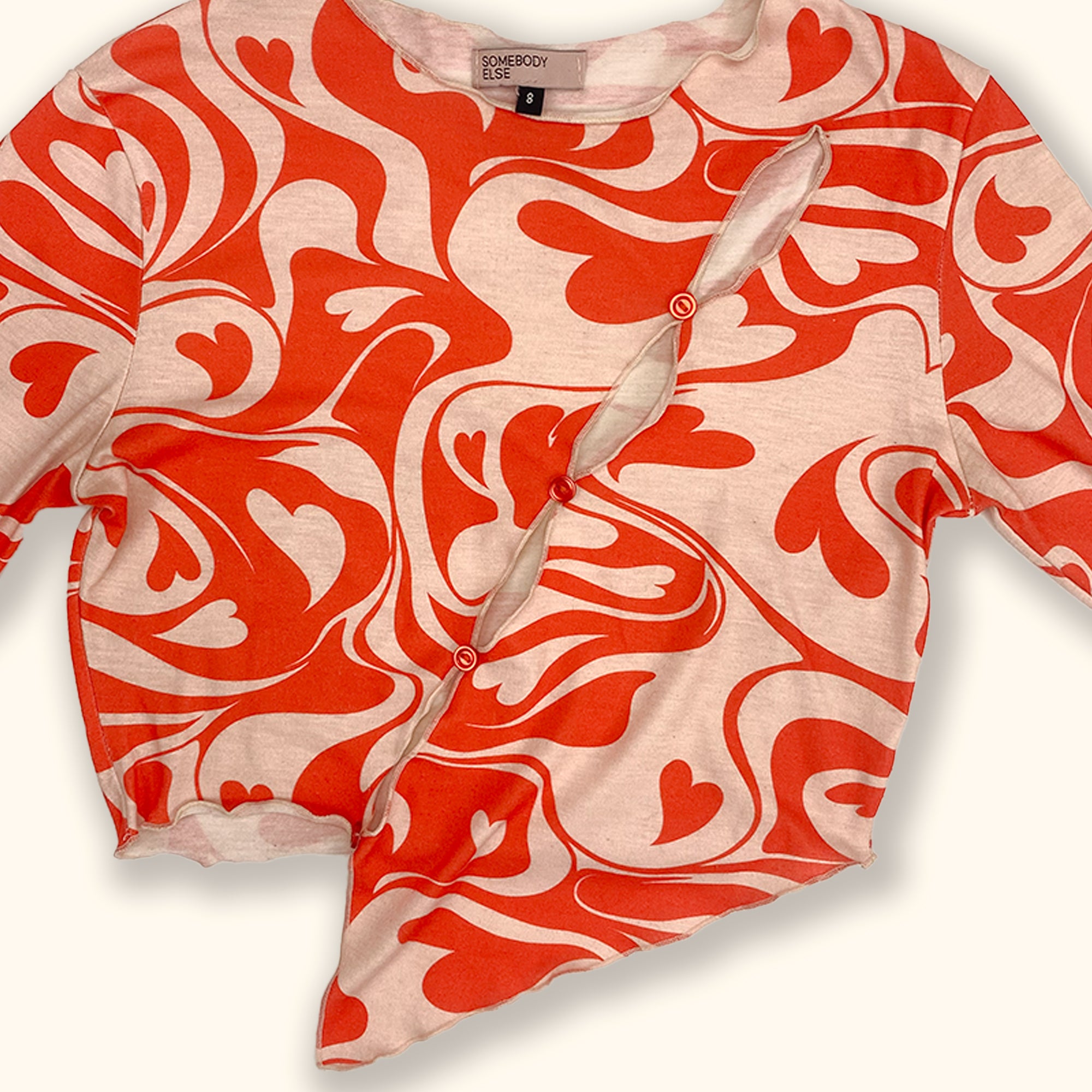 Somebody Else Asymmetric Pink Long Sleeve Crop Top - Size 8 - - Tops & Shirts