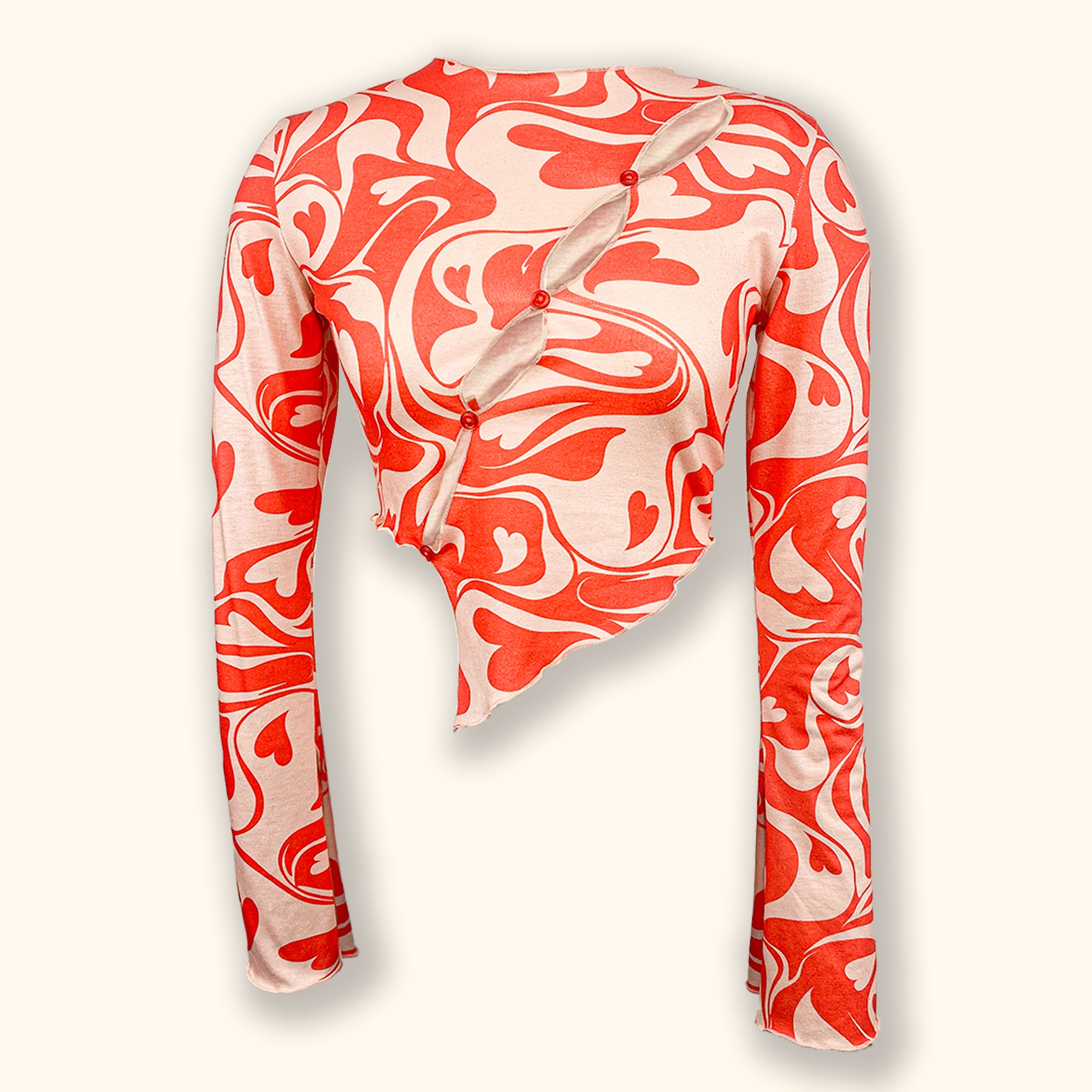 Somebody Else Asymmetric Pink Long Sleeve Crop Top - Size 8 - - Tops & Shirts