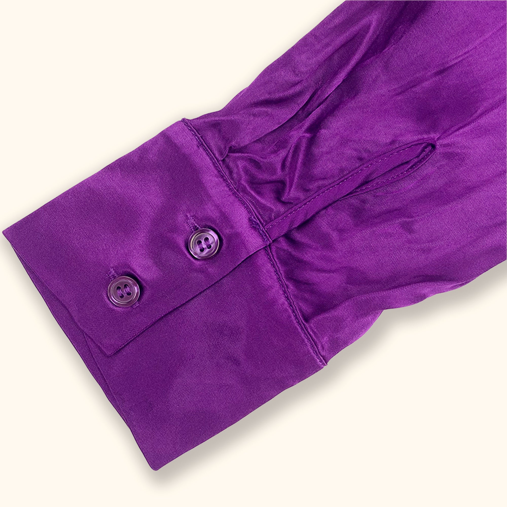 Zara Purple Satin Long Sleeve Shirt - Size Small -  - tops