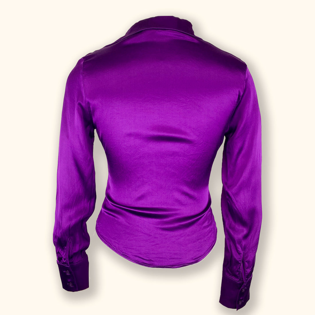 Zara Purple Satin Long Sleeve Shirt - Size Small - - tops