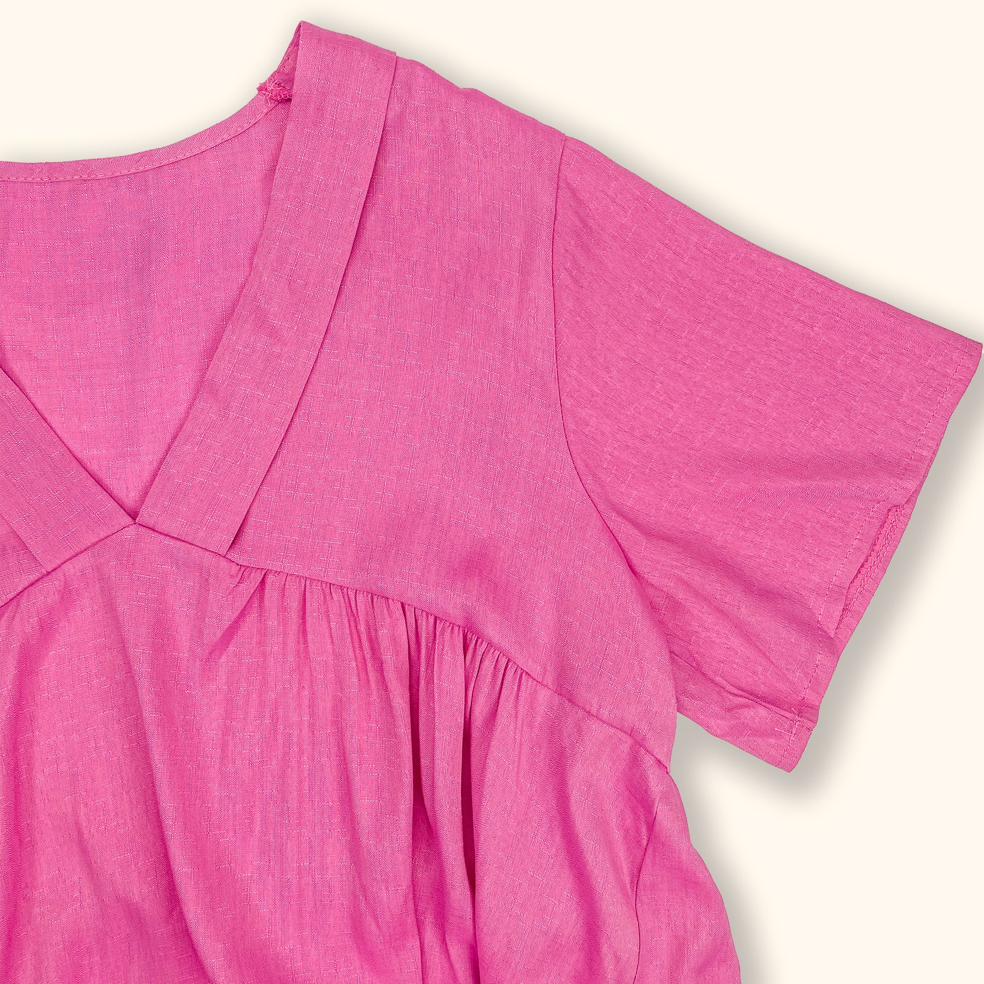 Pink Short Sleeve Flowy Ruffle Maxi Dress - Size XL - - Dresses