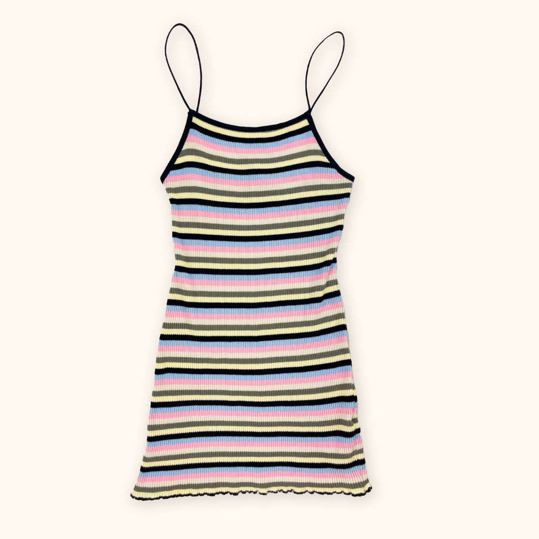 Topshop Striped Ribbed Bodycon Cami Dress - Size 6 Topshop