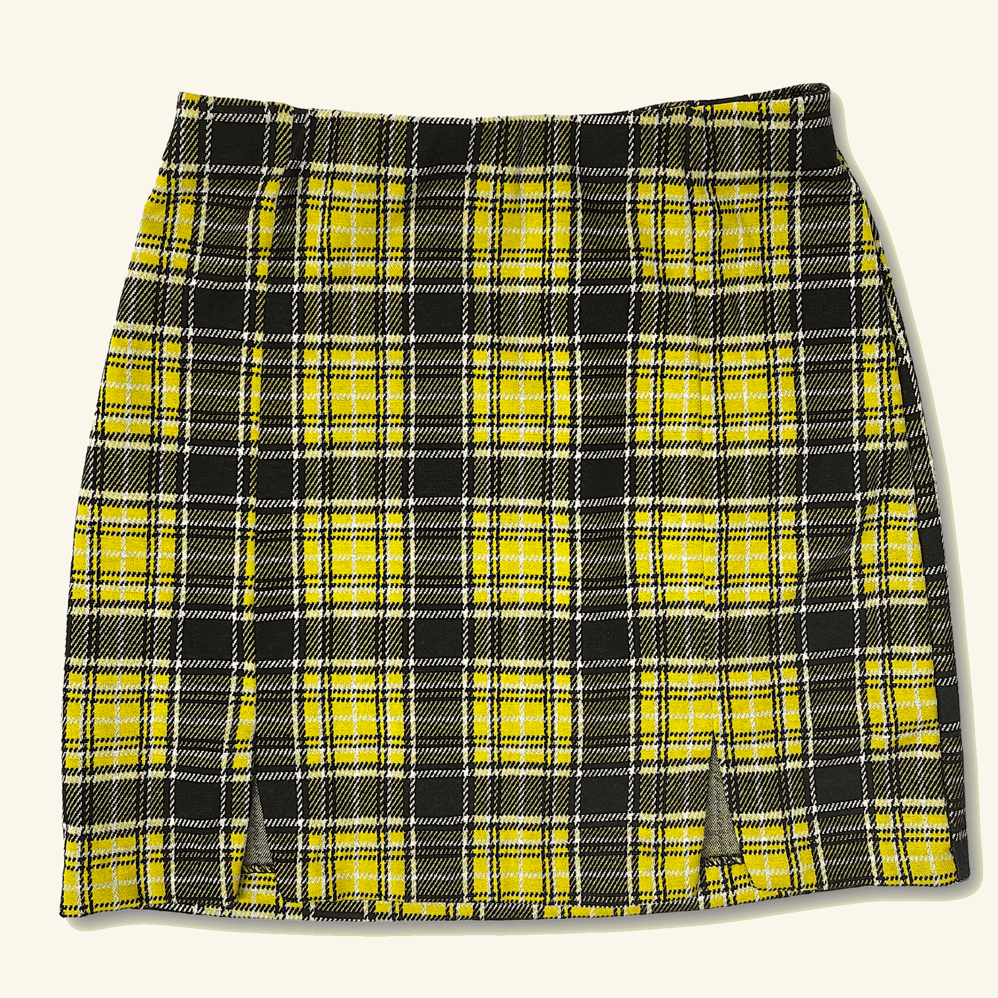 H&M Plaid Yellow Mini Skirt - Size XS - - Skirts