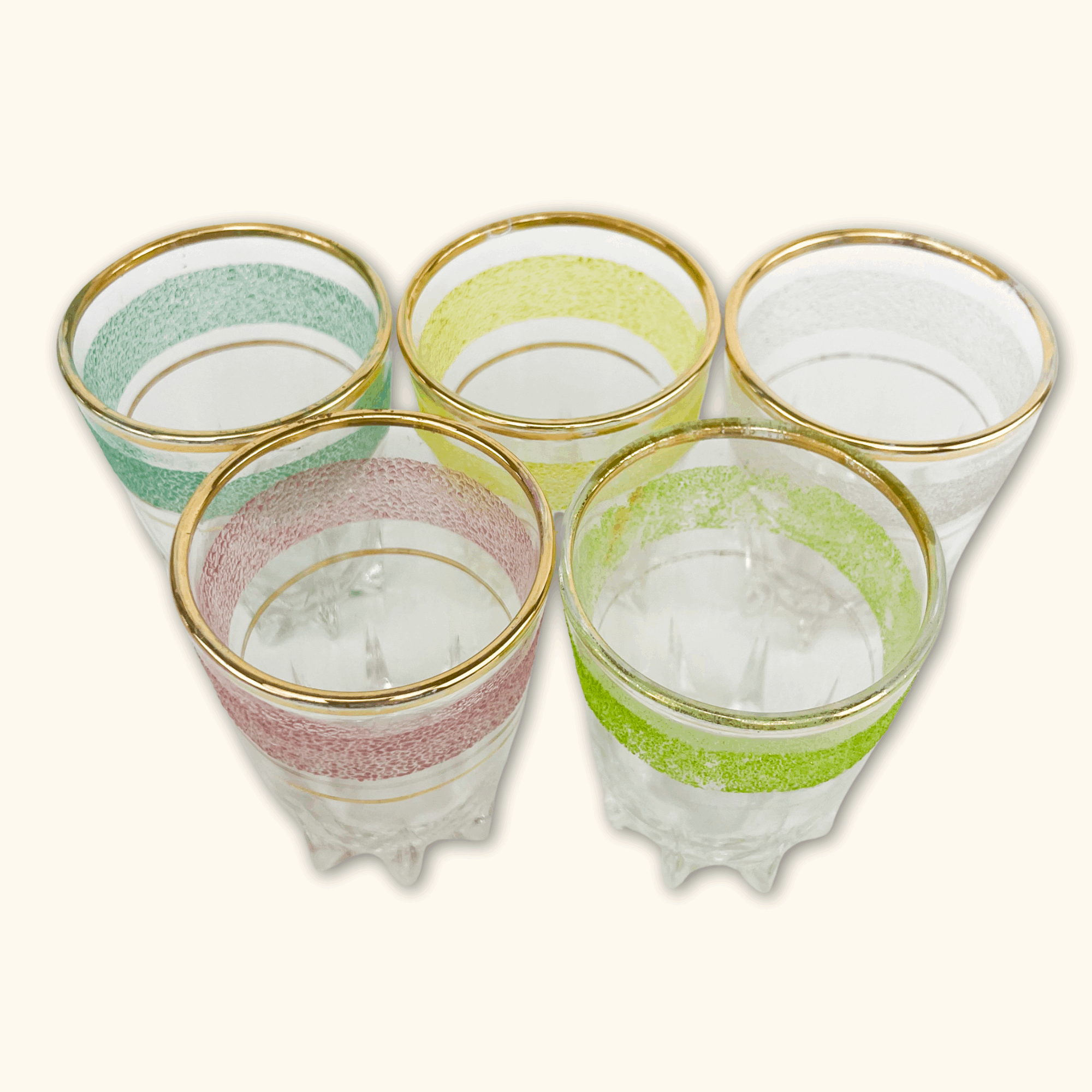 Frosted Colourful Shot Glasses - Set of 5 - - Glassware
