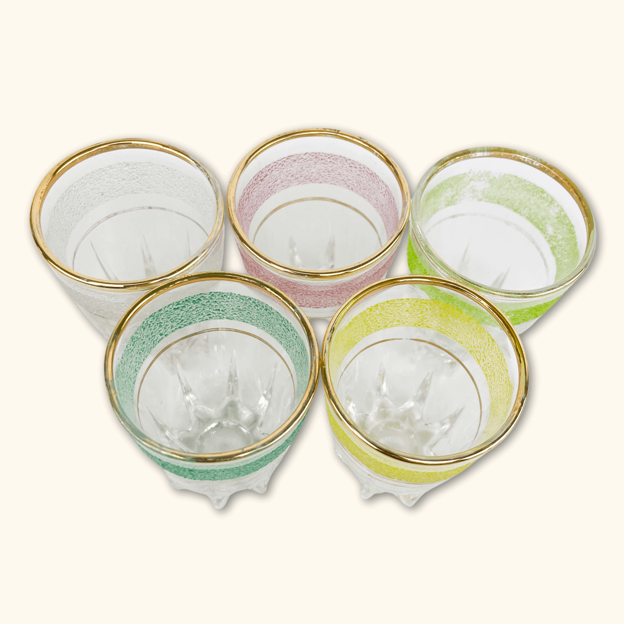 Frosted Colourful Shot Glasses - Set of 5 - - Glassware