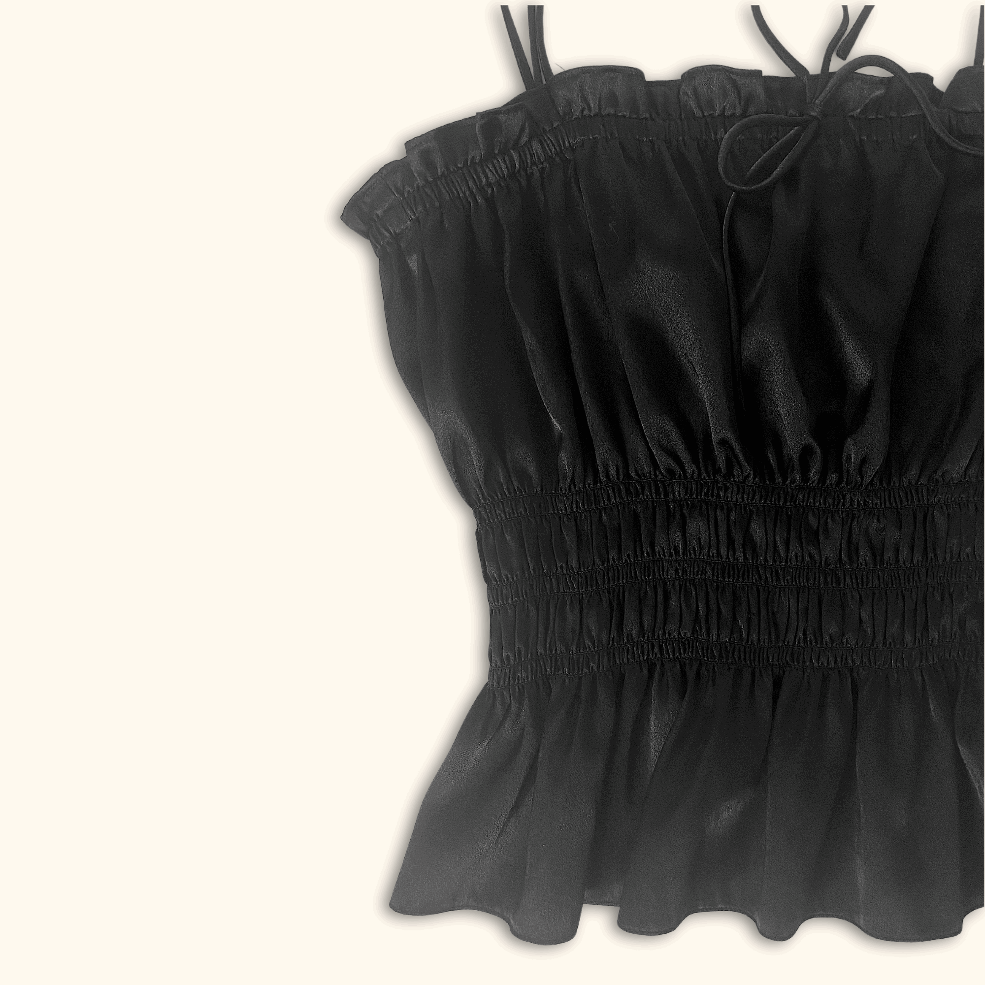 Topshop Ruched Cami Tie Top Black - Size 12 - - Tops & Shirts