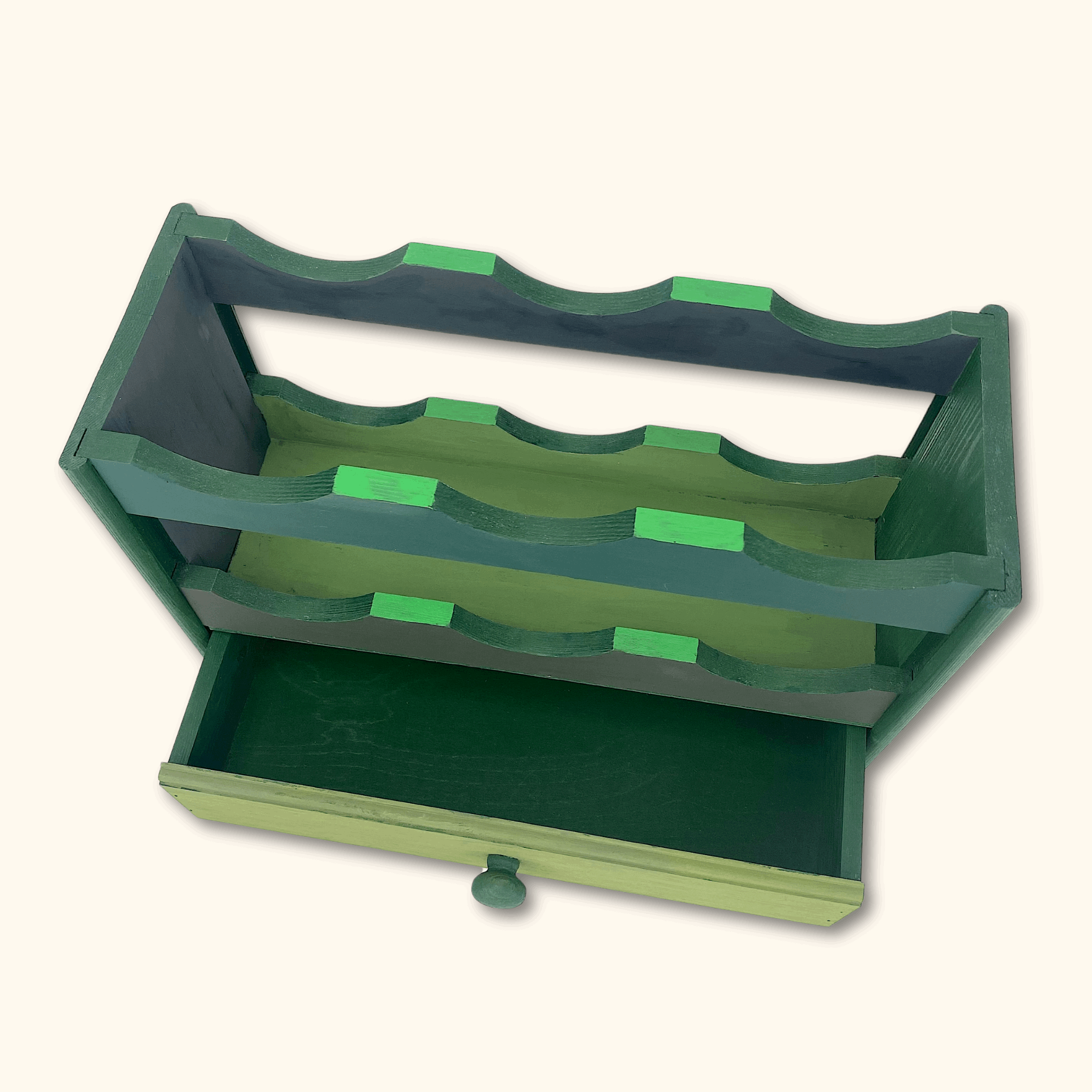 Green Wooden Countertop Wine Rack -  - Kitchenware