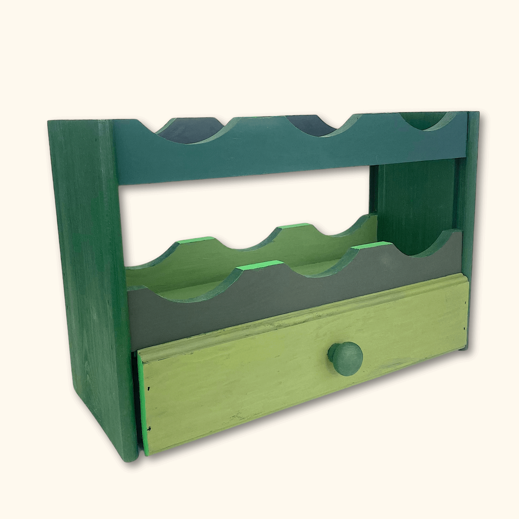 Green Wooden Countertop Wine Rack -  - Kitchenware
