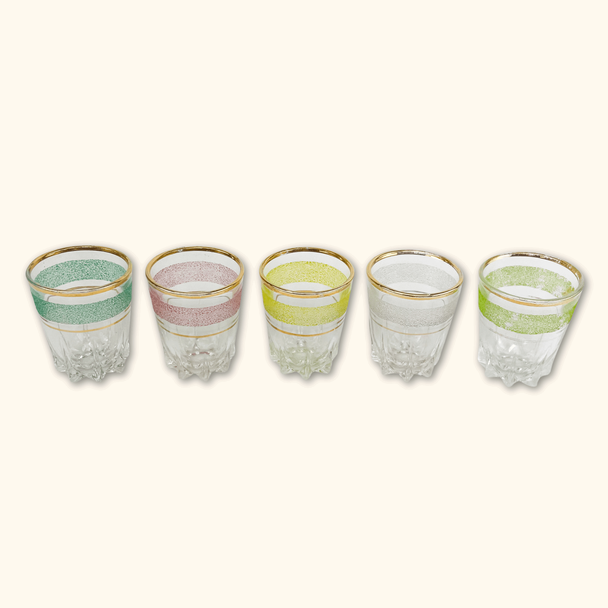 Frosted Colourful Shot Glasses - Set of 5 - - Glassware