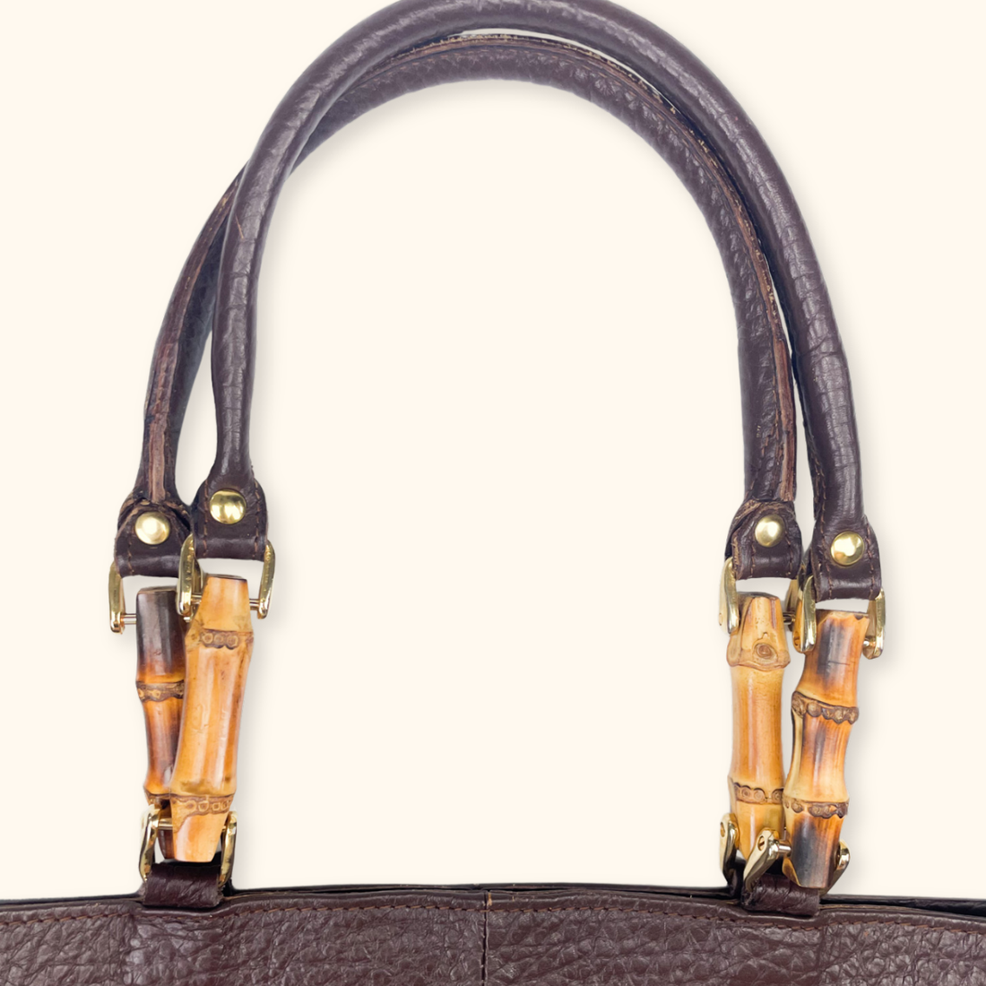 Vintage Brown Faux Leather Shoulder Tote Bag Sunshine Thrift