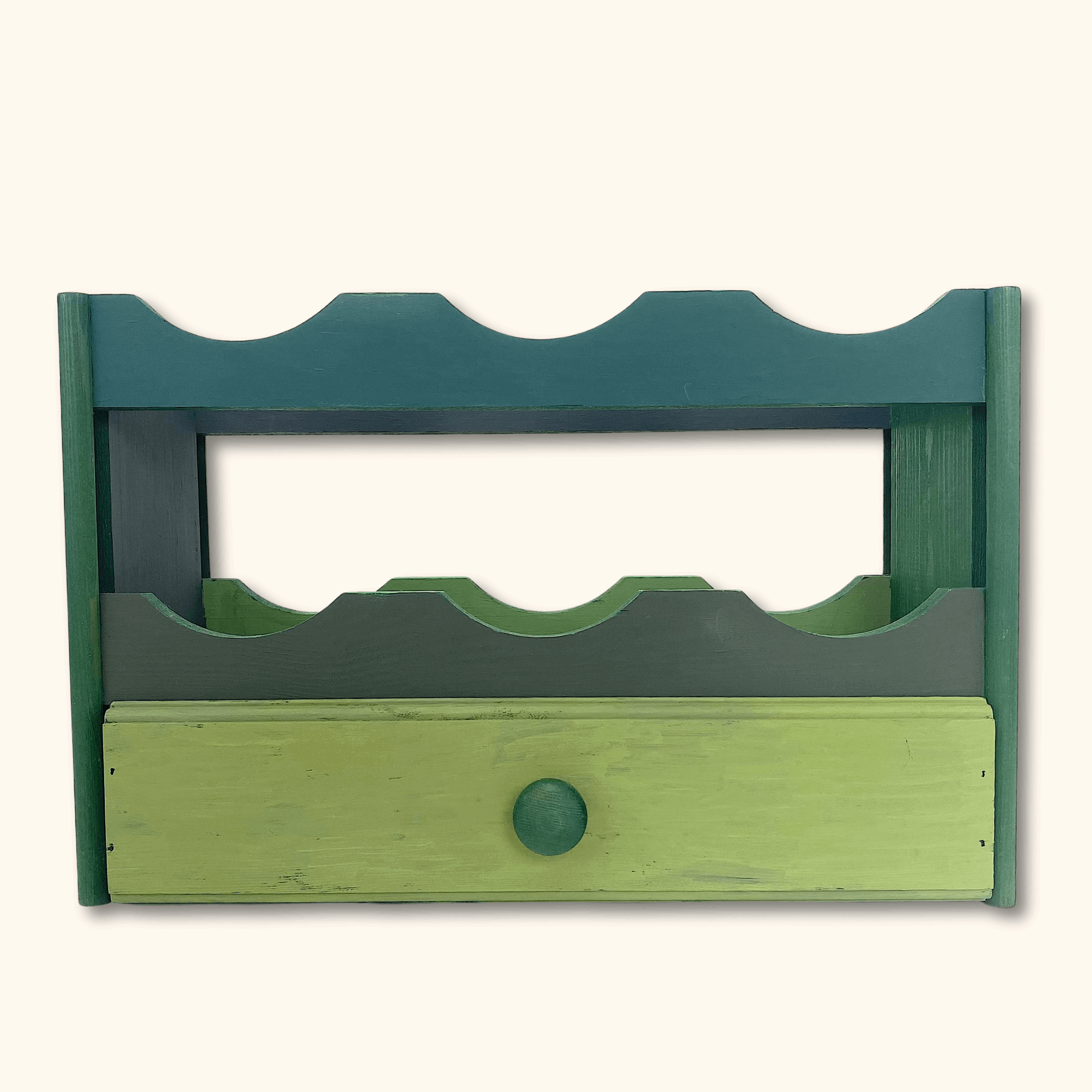Green Wooden Countertop Wine Rack -  - Kitchenware