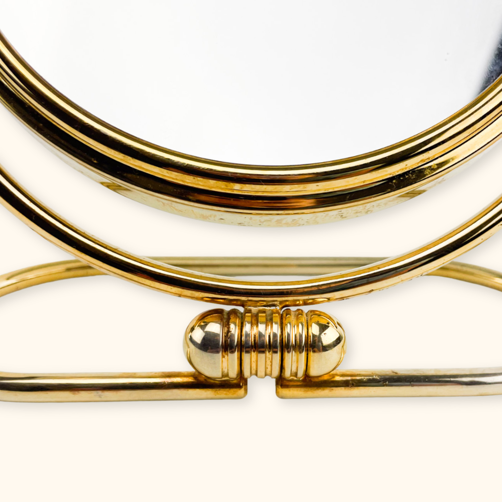 Brass Effect Round Magnifying Table Mirror - - Decoration