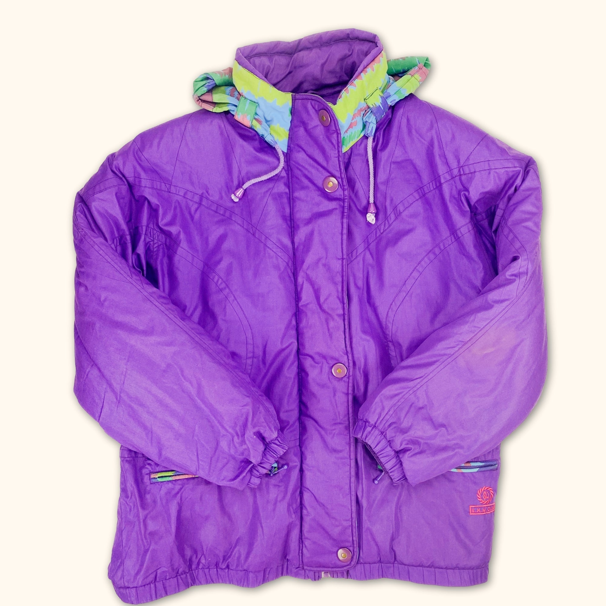 Vintage Italian Purple Padded Coat - Size Medium -  - Coats & jackets