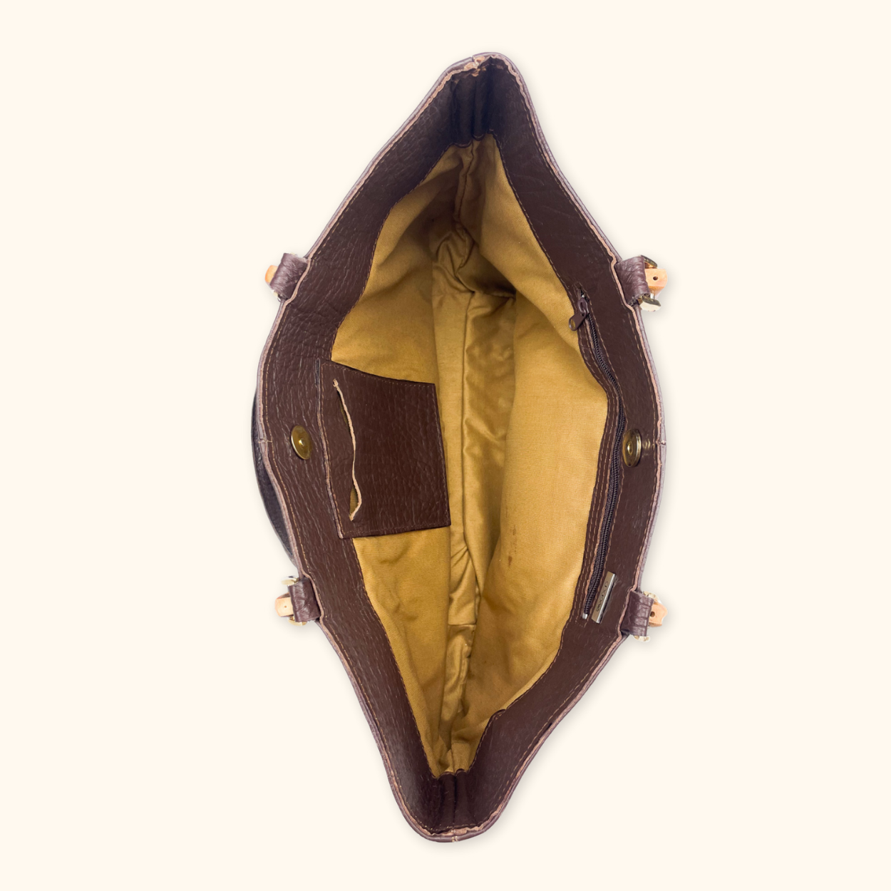 Vintage Brown Faux Leather Shoulder Tote Bag Sunshine Thrift