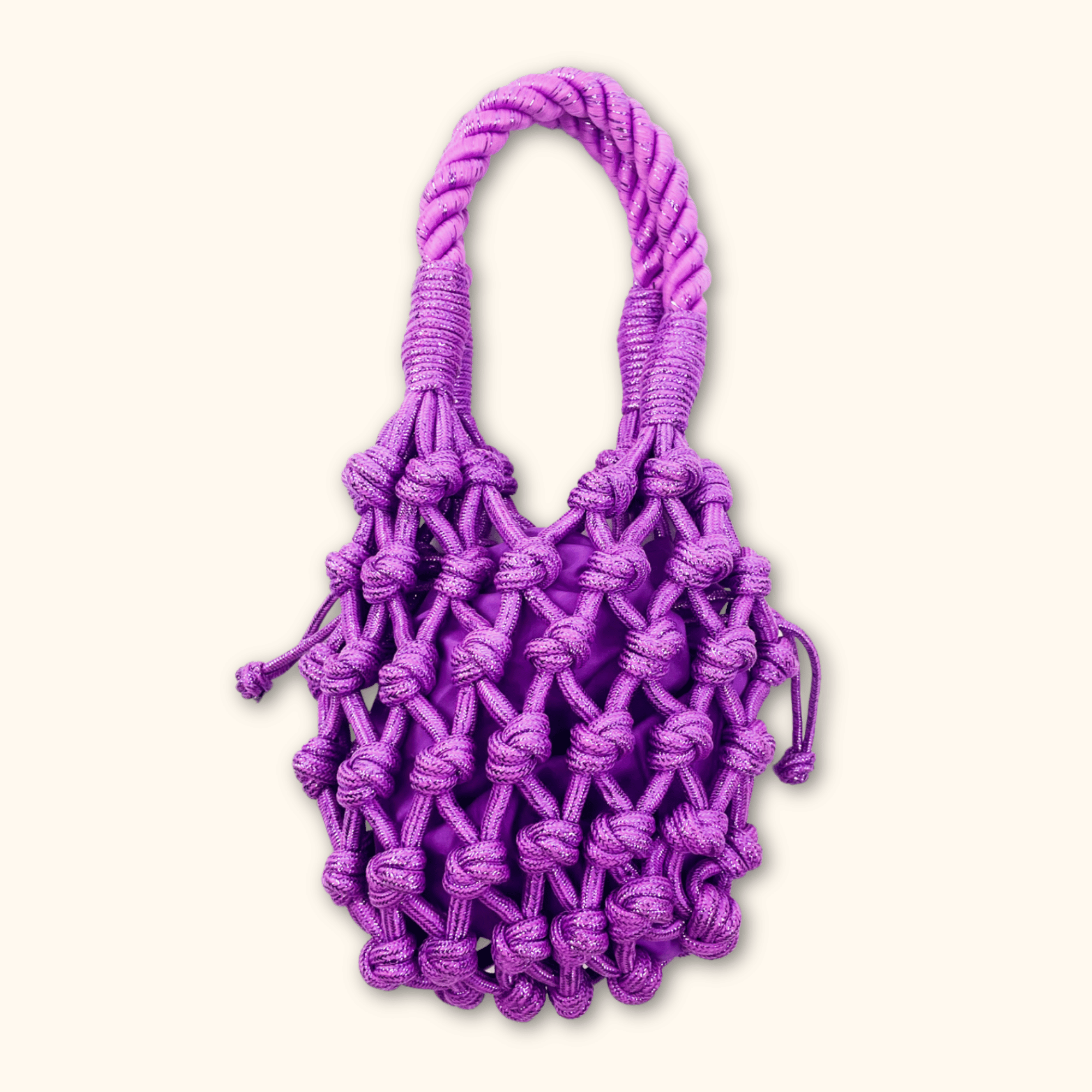 H&M Purple Metallic Drawstring Pouch Bag - - Bags