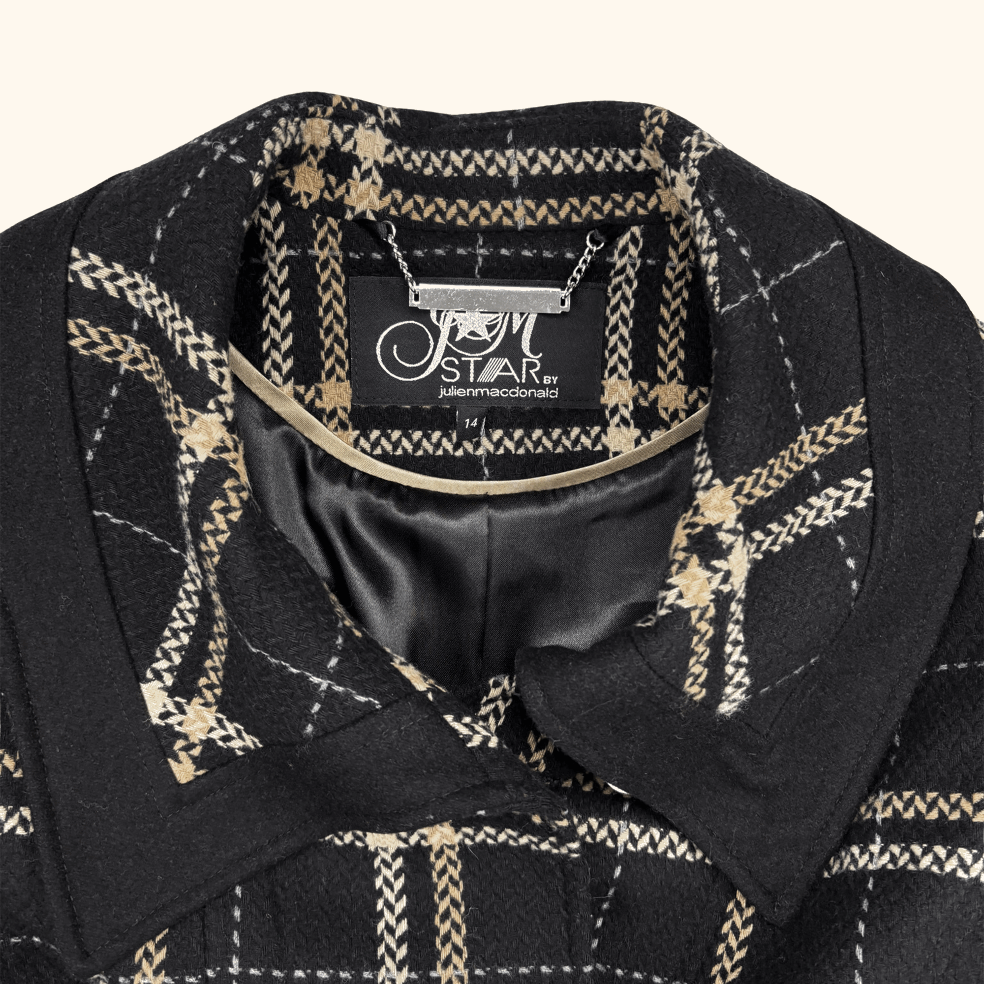 Star By Julien MacDonald Black Wool Blend Trench Coat - Size 14