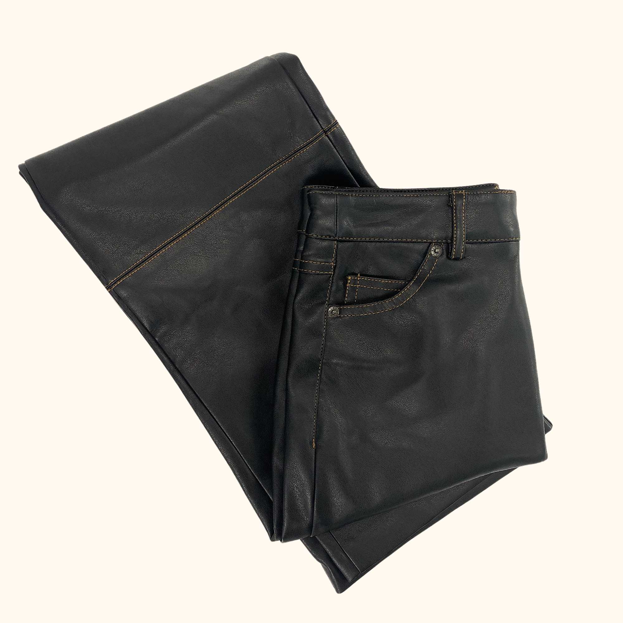 Pull & Bear Black Faux Leather Straight Leg Trousers - Size Small - - Jeans & Trousers