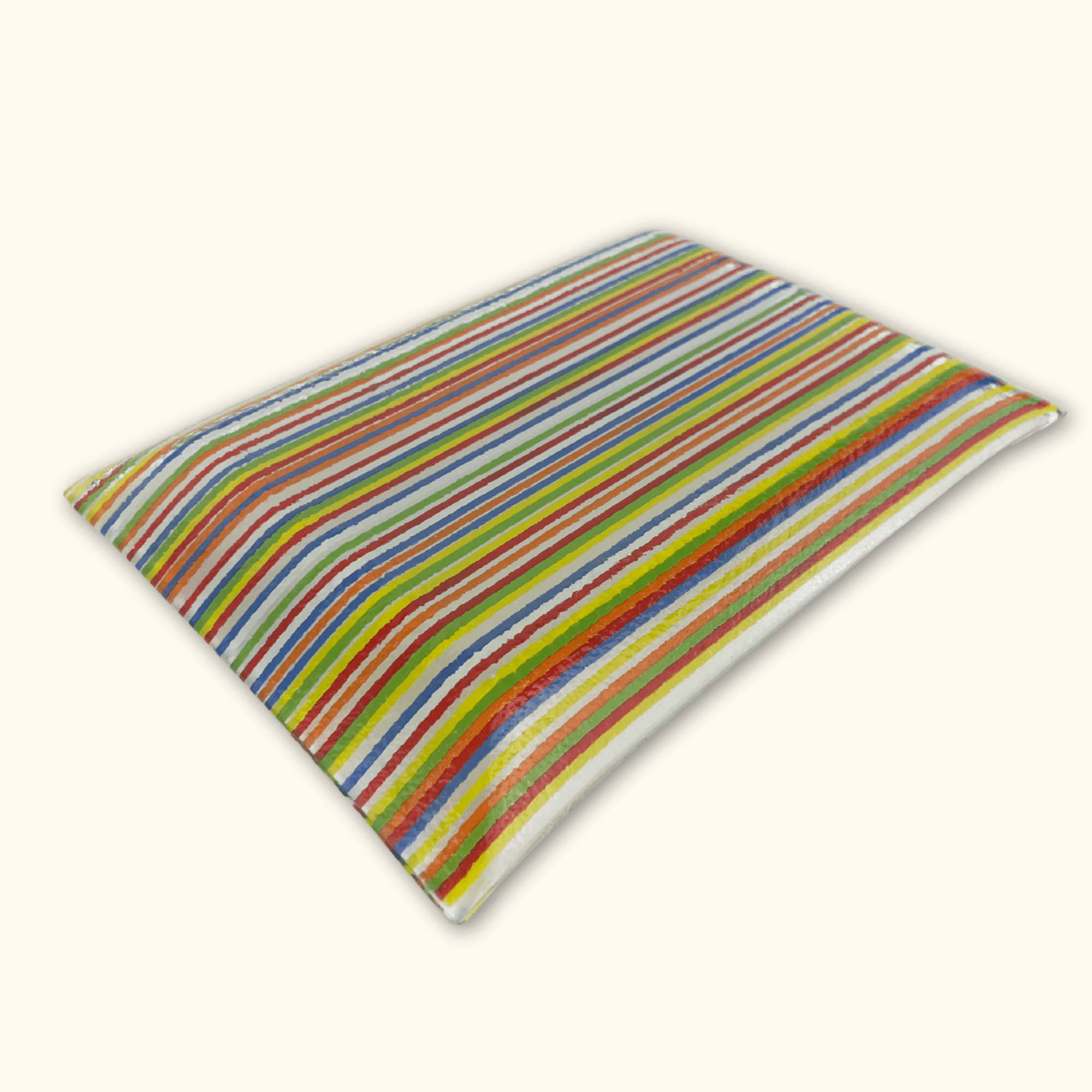 Striped Colourful Glass Rectangle Serving Plate Sunshine Thrift