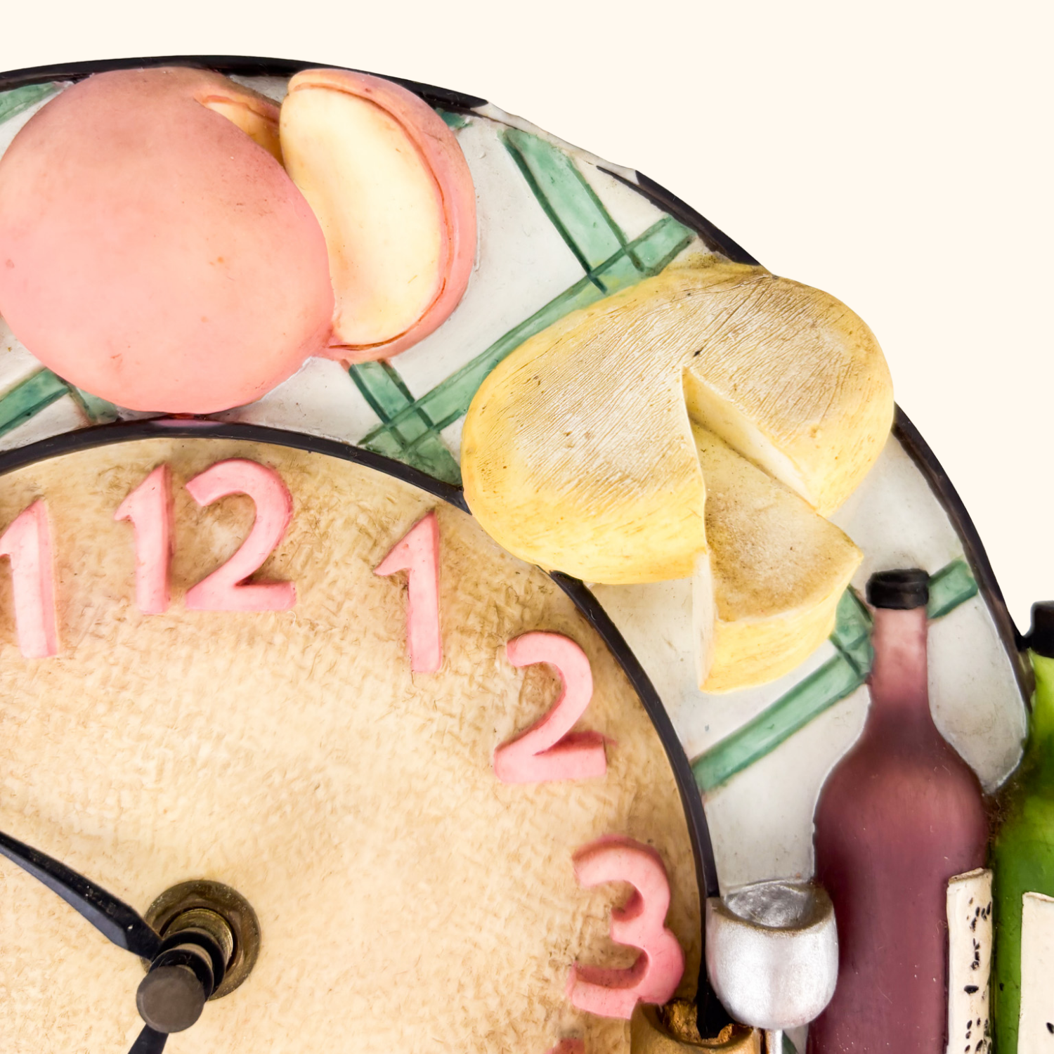 Novelty Round Cheese and Wine 3D Wall Clock Sunshine Thrift