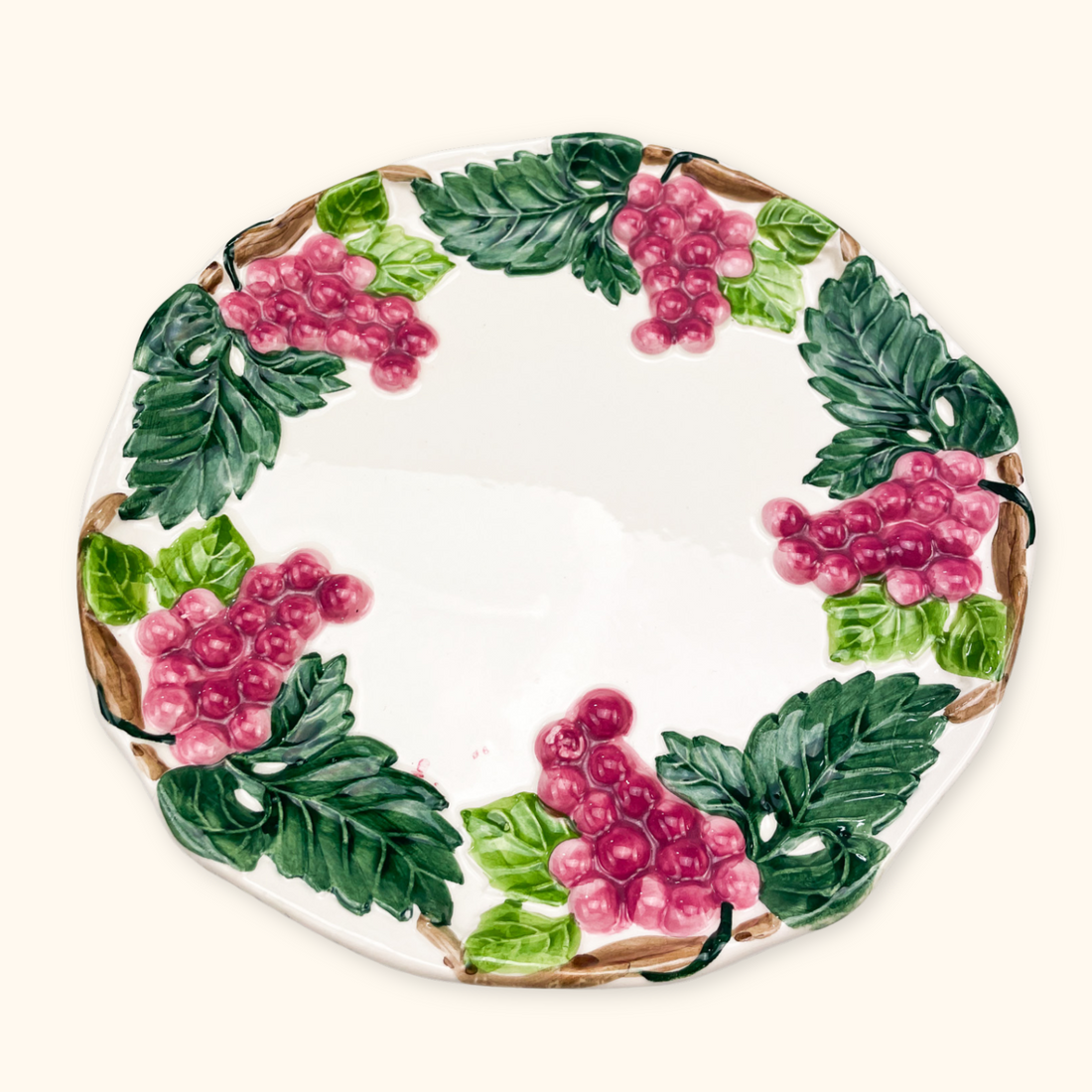 Vintage 1970s Grape Round Serving Plate Sunshine Thrift