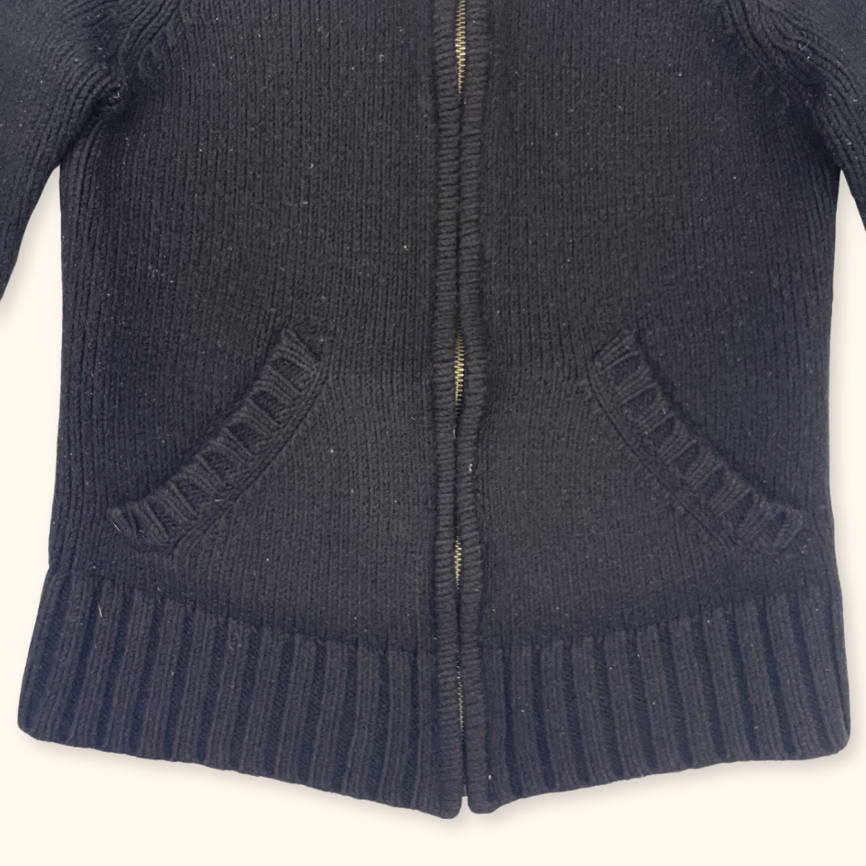 Vintage M&S Wool Blend Black Zip Up Cardigan - Size 8 M&S