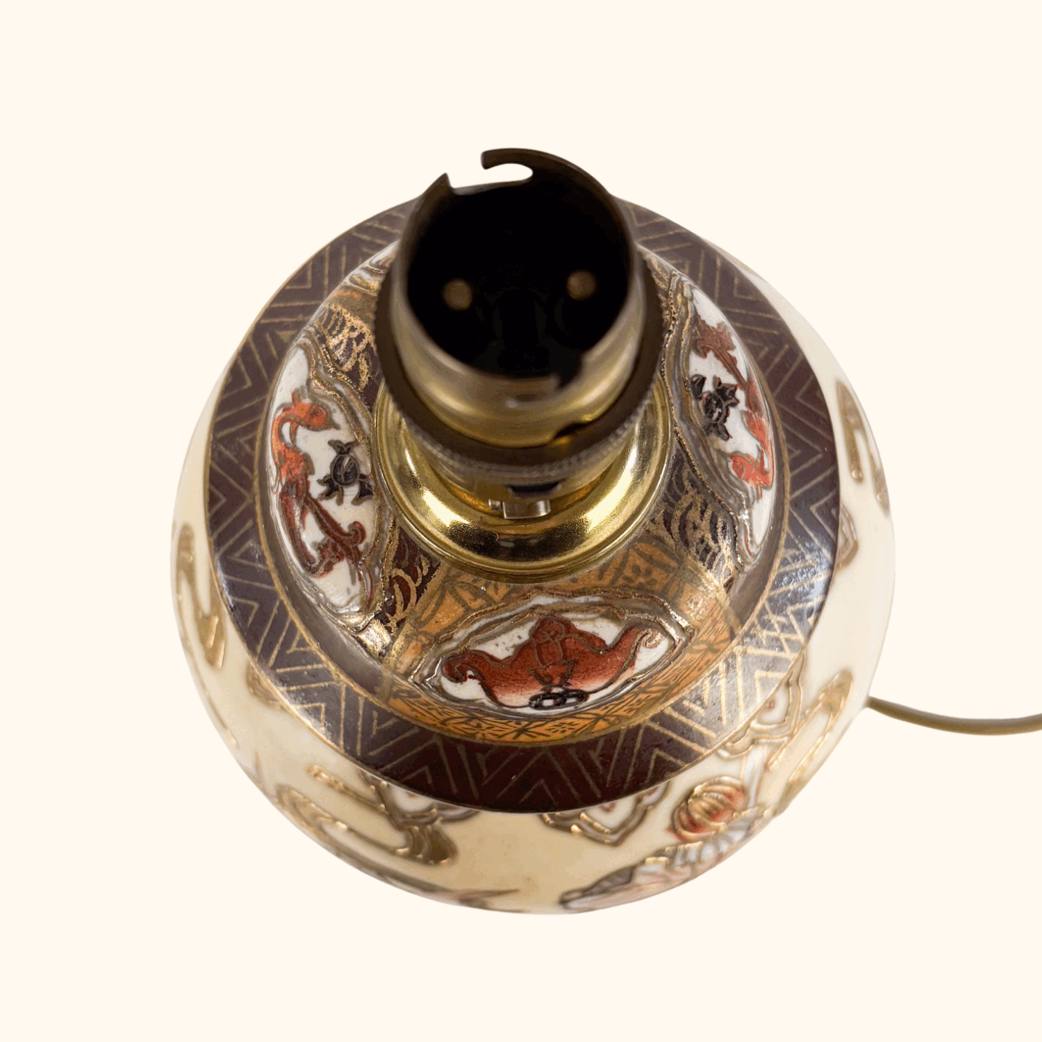 Vintage 1990s Chinese Hand Painted Ginger Jar Lamp Base Sunshine Thrift