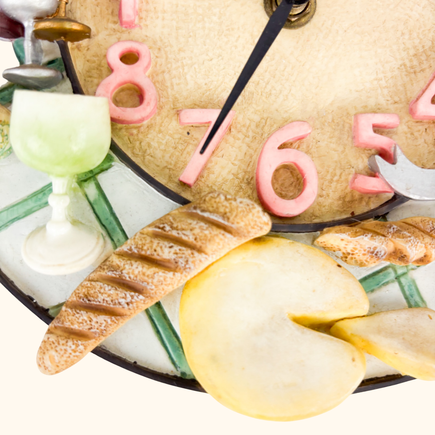 Novelty Round Cheese and Wine 3D Wall Clock Sunshine Thrift