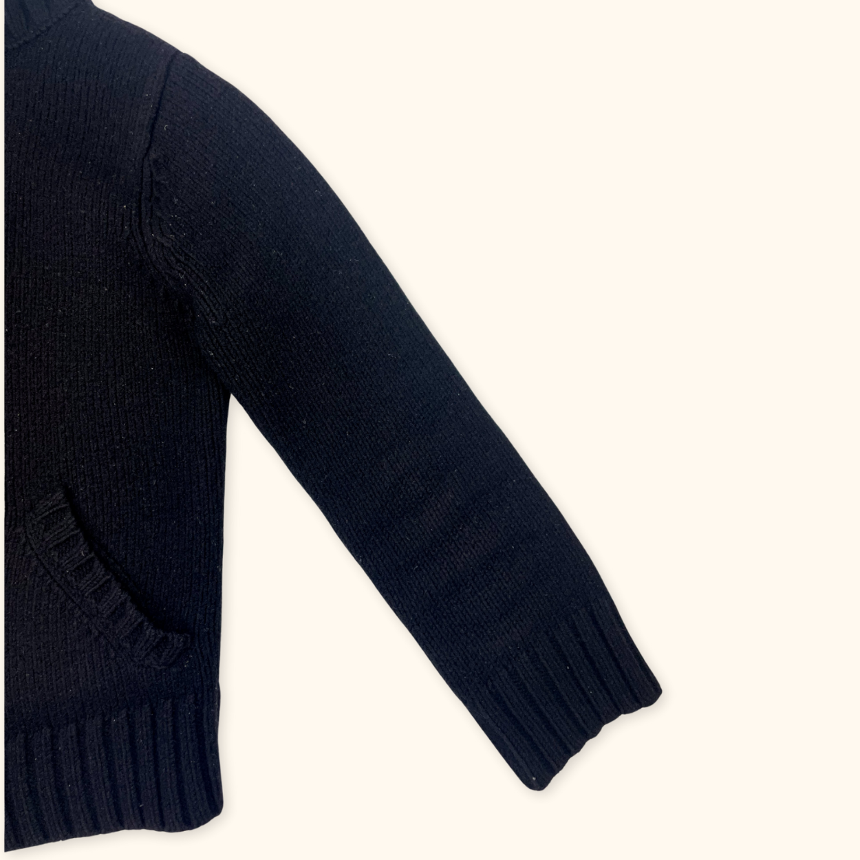 Vintage M&S Wool Blend Black Zip Up Cardigan - Size 8 M&S