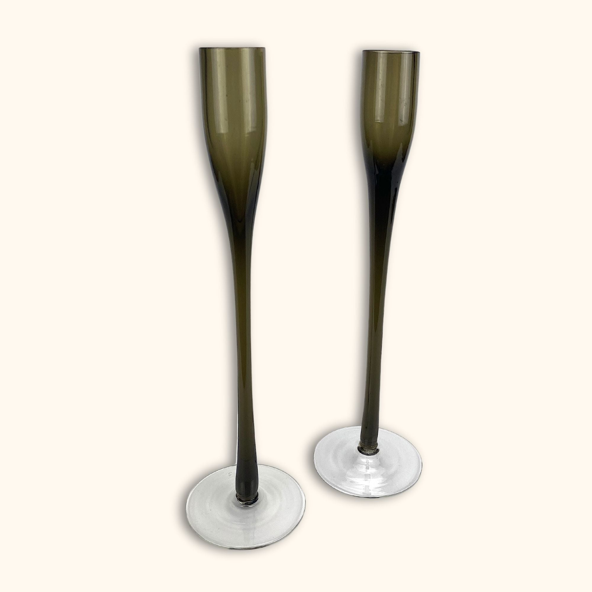 Colony Smoked Brown Glass Pillar Candle Holder - Set of 4 - - Candles & candle holders