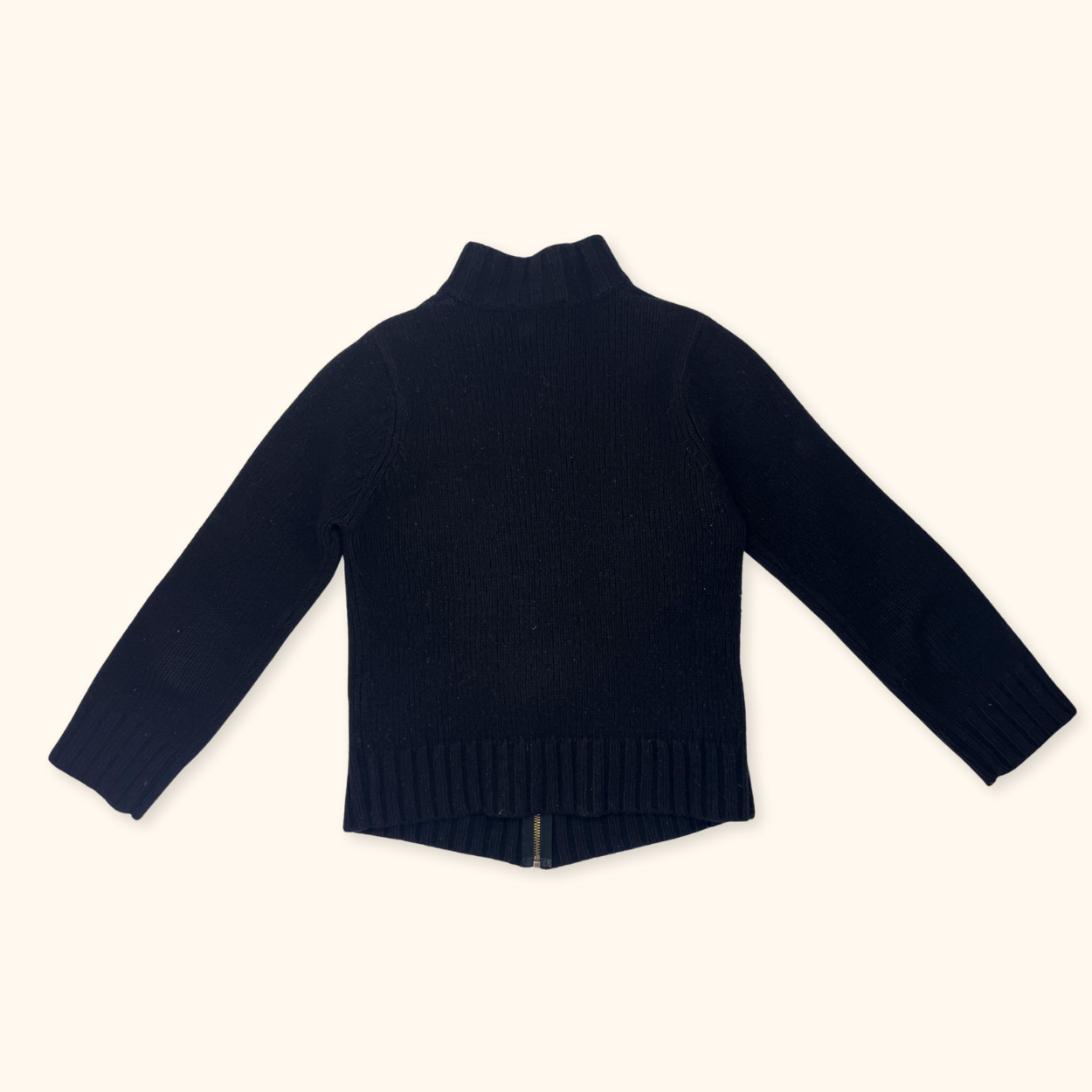 Vintage M&S Wool Blend Black Zip Up Cardigan - Size 8 M&S