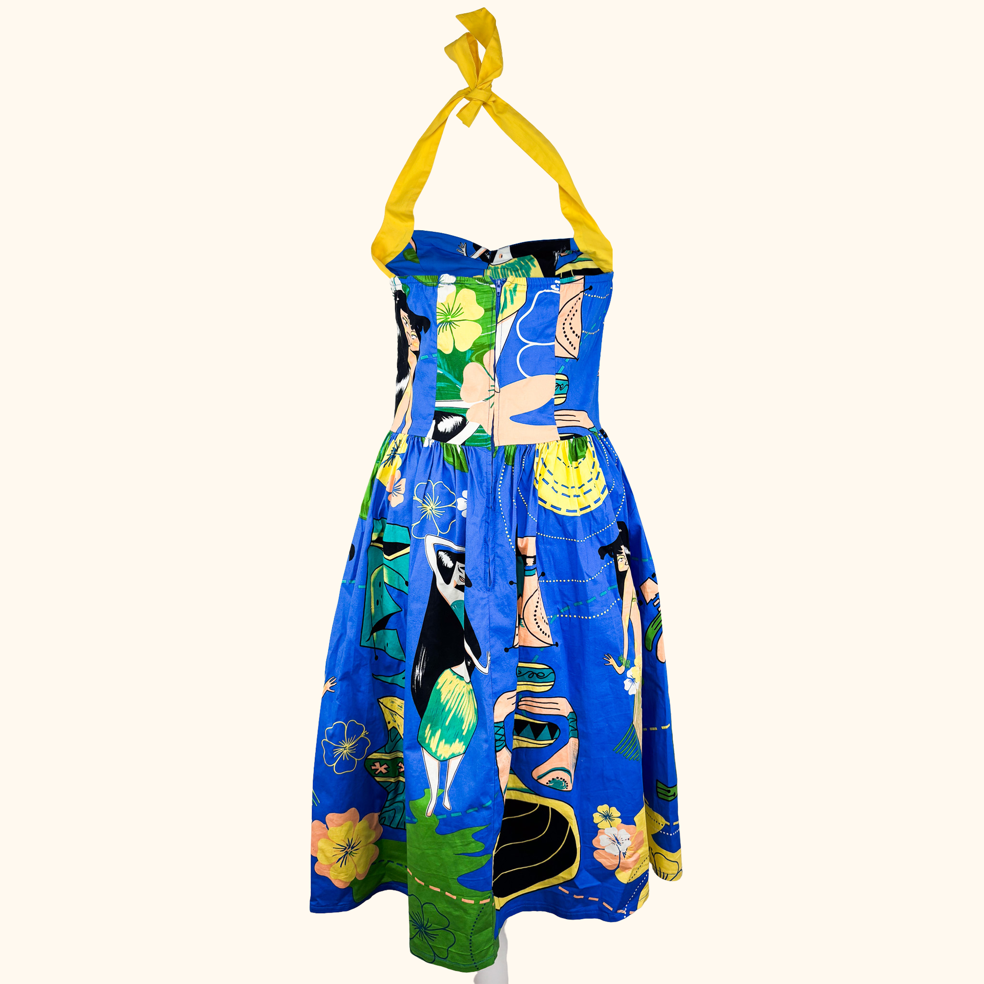Banned Retro Tiki Halterneck Dress - Size Medium Banned