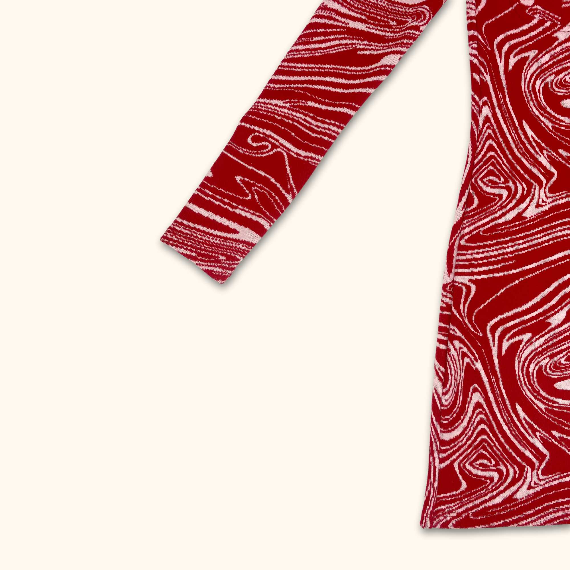 Zara Red Knitted Long Sleeve Mini Dress - Size Medium - - Dresses