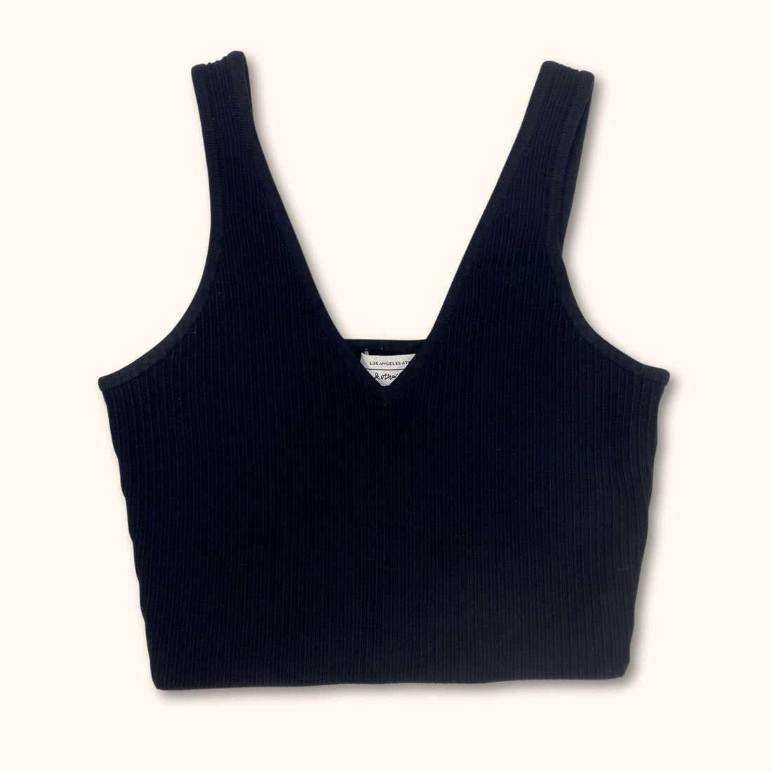 & Other Stories Black Ribbed Cropped Top - Size Small - - Tops & Shirts