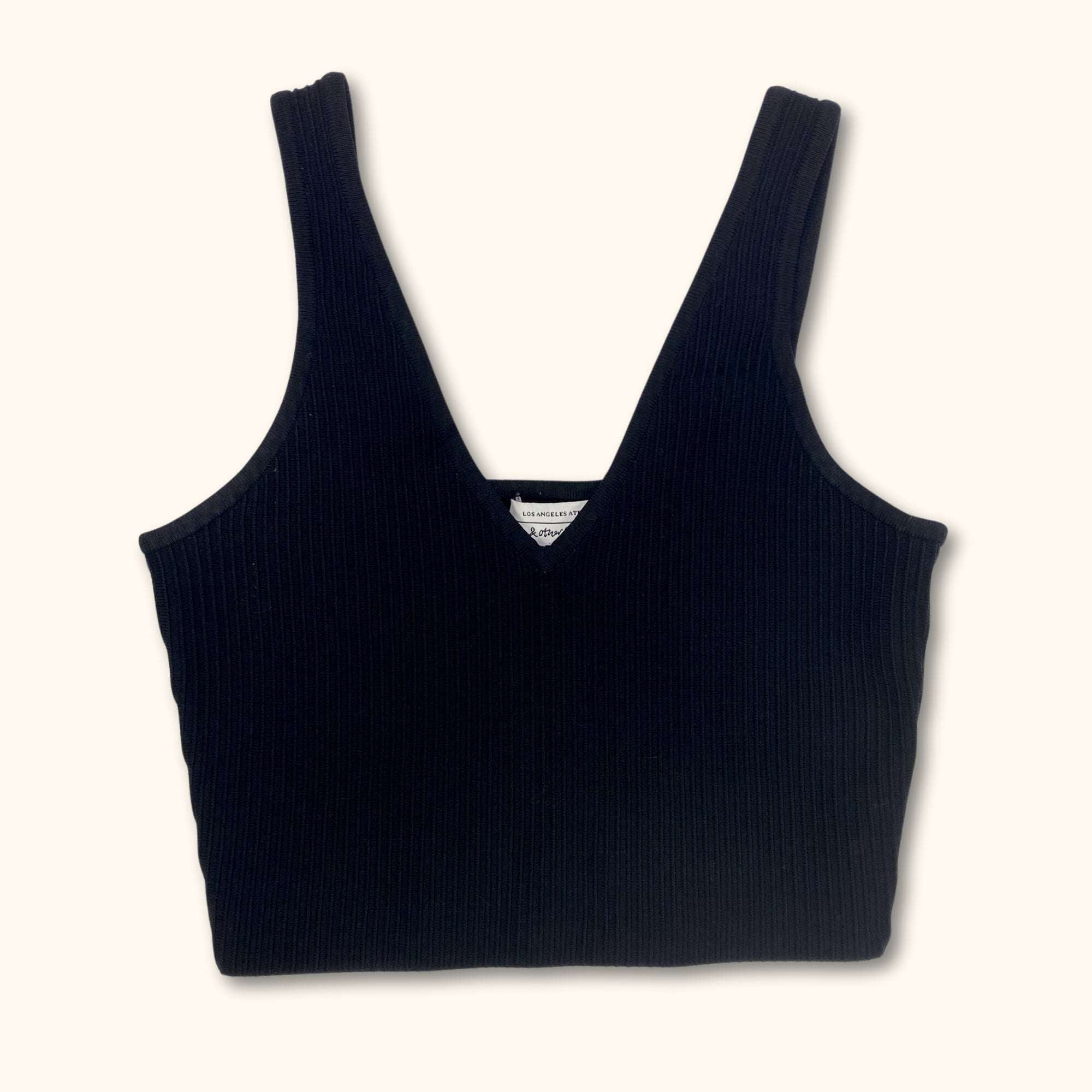 & Other Stories Black Ribbed Cropped Top - Size Small - - Tops & Shirts