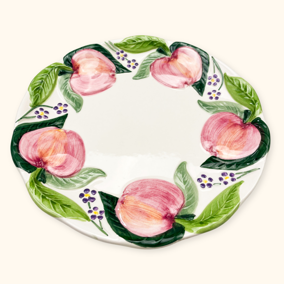 Vintage 1970s Apple Round Serving Plate Sunshine Thrift