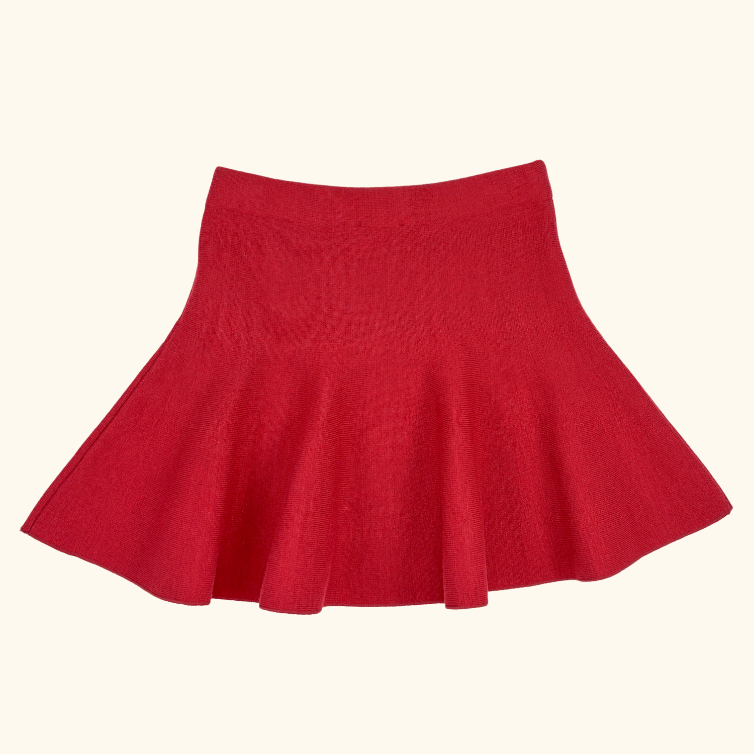 Zara Red Knitted Flare Mini Skirt - Size Medium