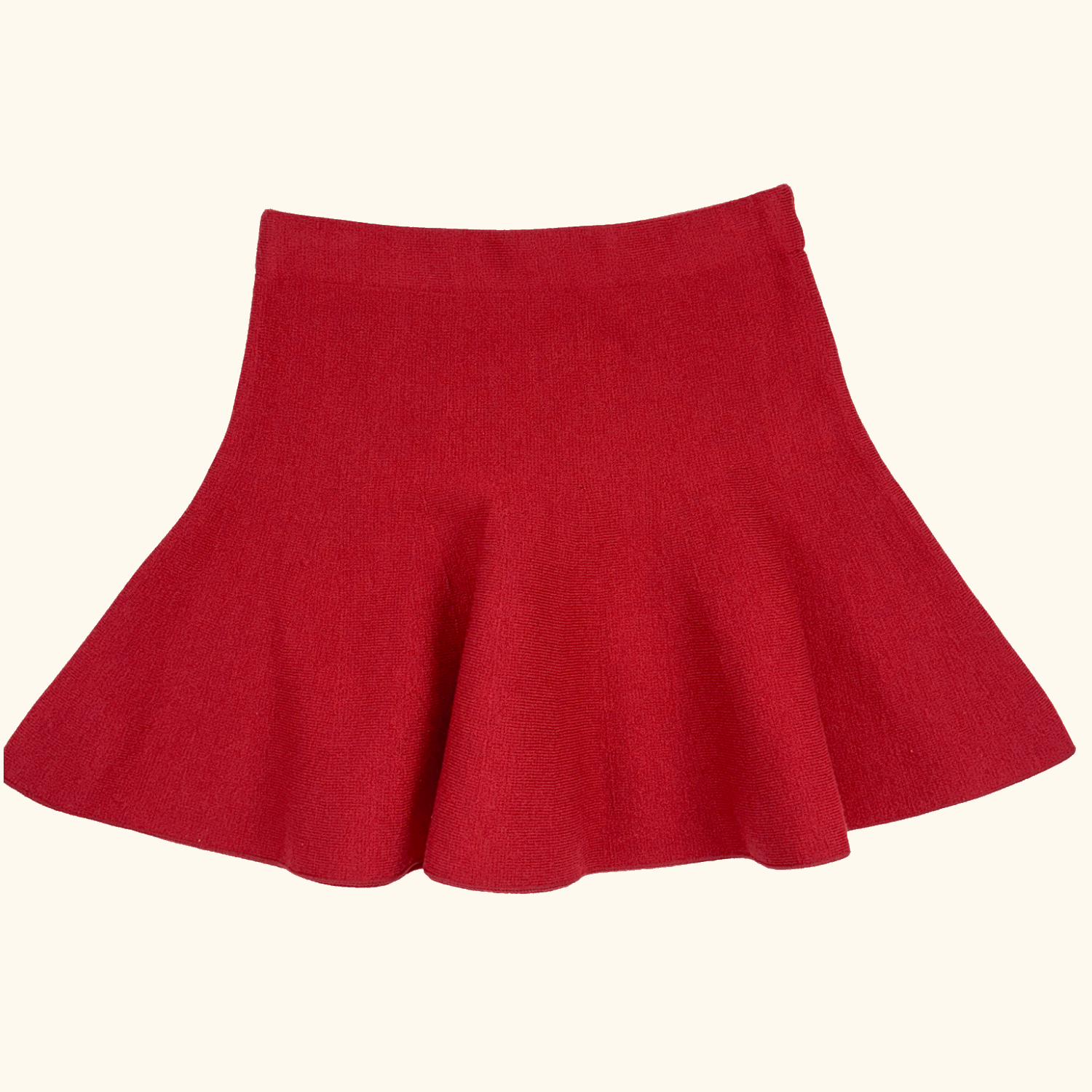 Zara Red Knitted Flare Mini Skirt - Size Medium