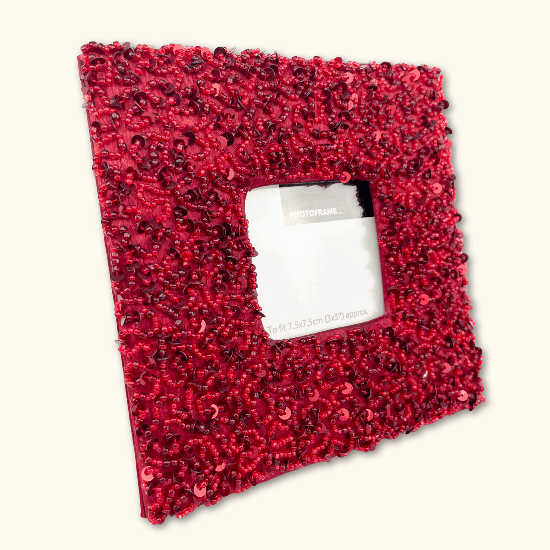 Dark Red Beaded Square Picture Frame -  - Picture Frames