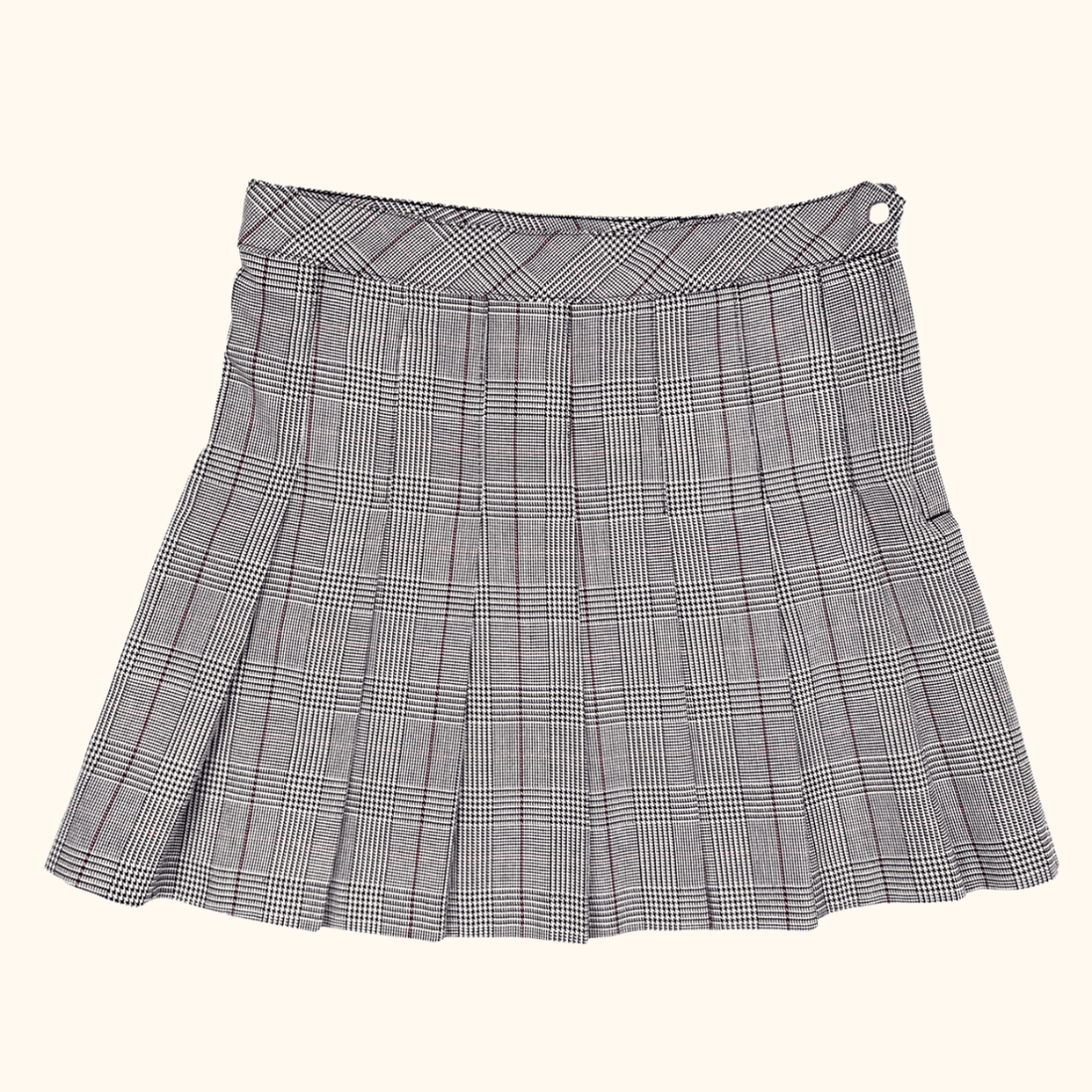 H&M Grey Check Plaid Pleated Mini Skirt - Size 10 H&M