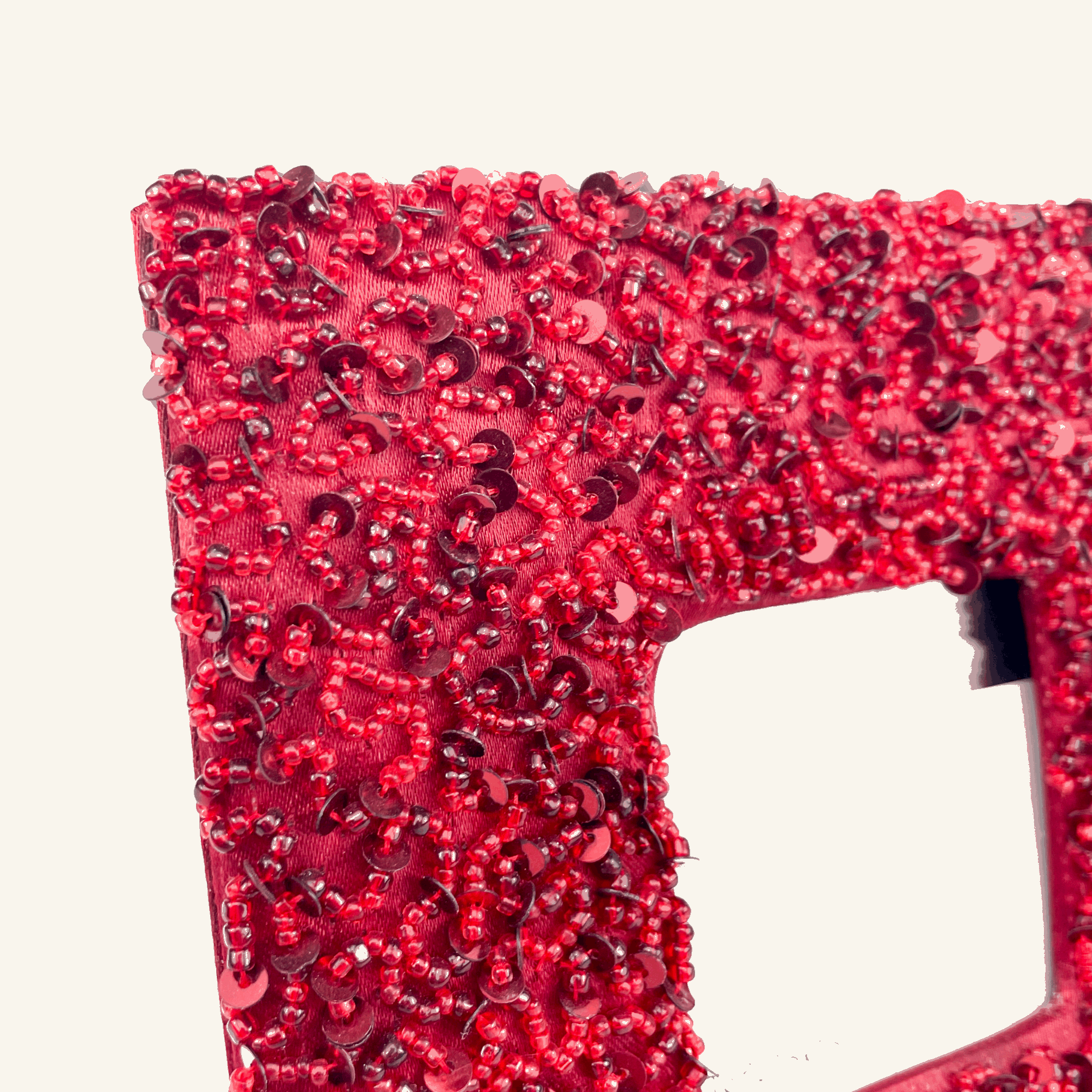 Dark Red Beaded Square Picture Frame - - Picture Frames