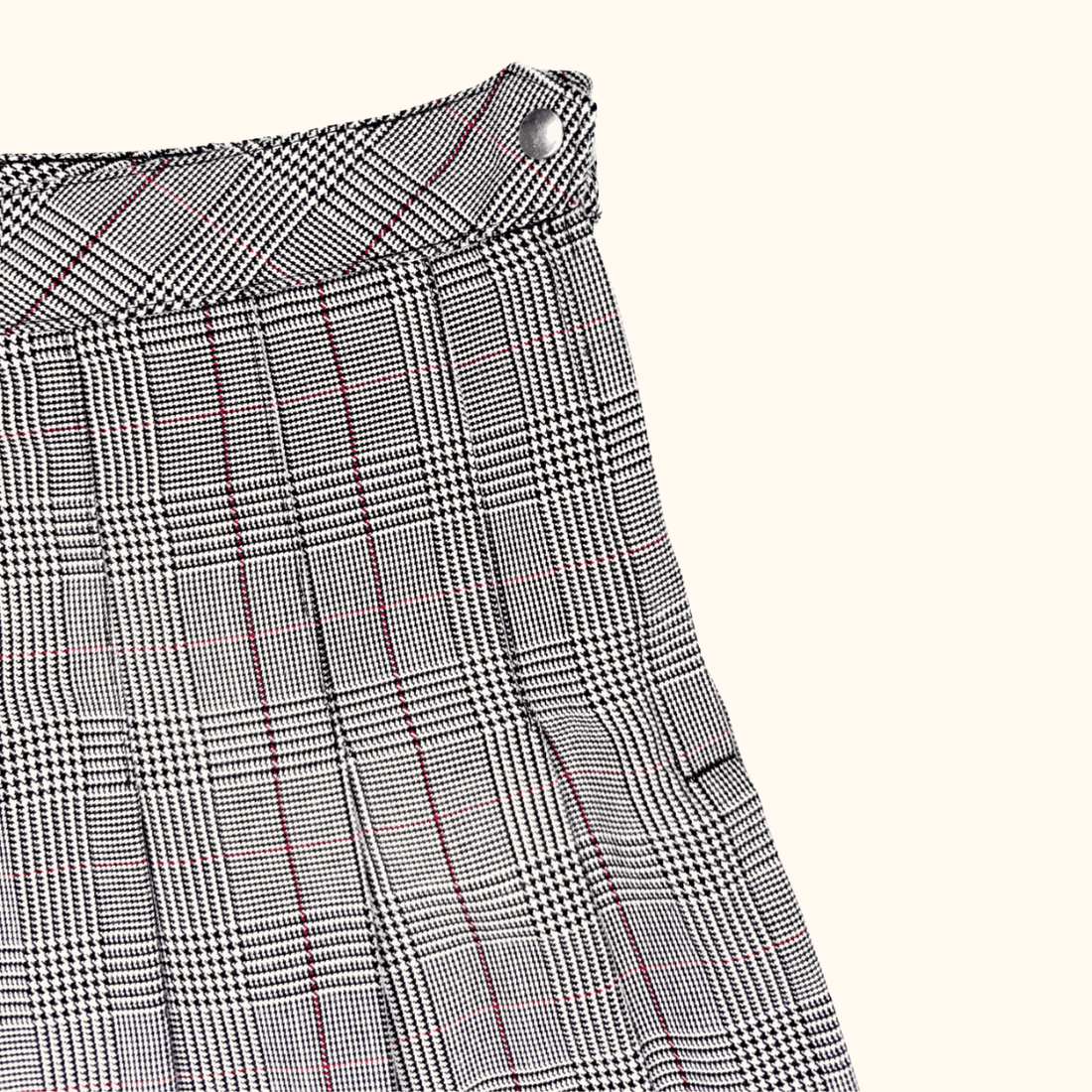 H&M Grey Check Plaid Pleated Mini Skirt - Size 10 H&M