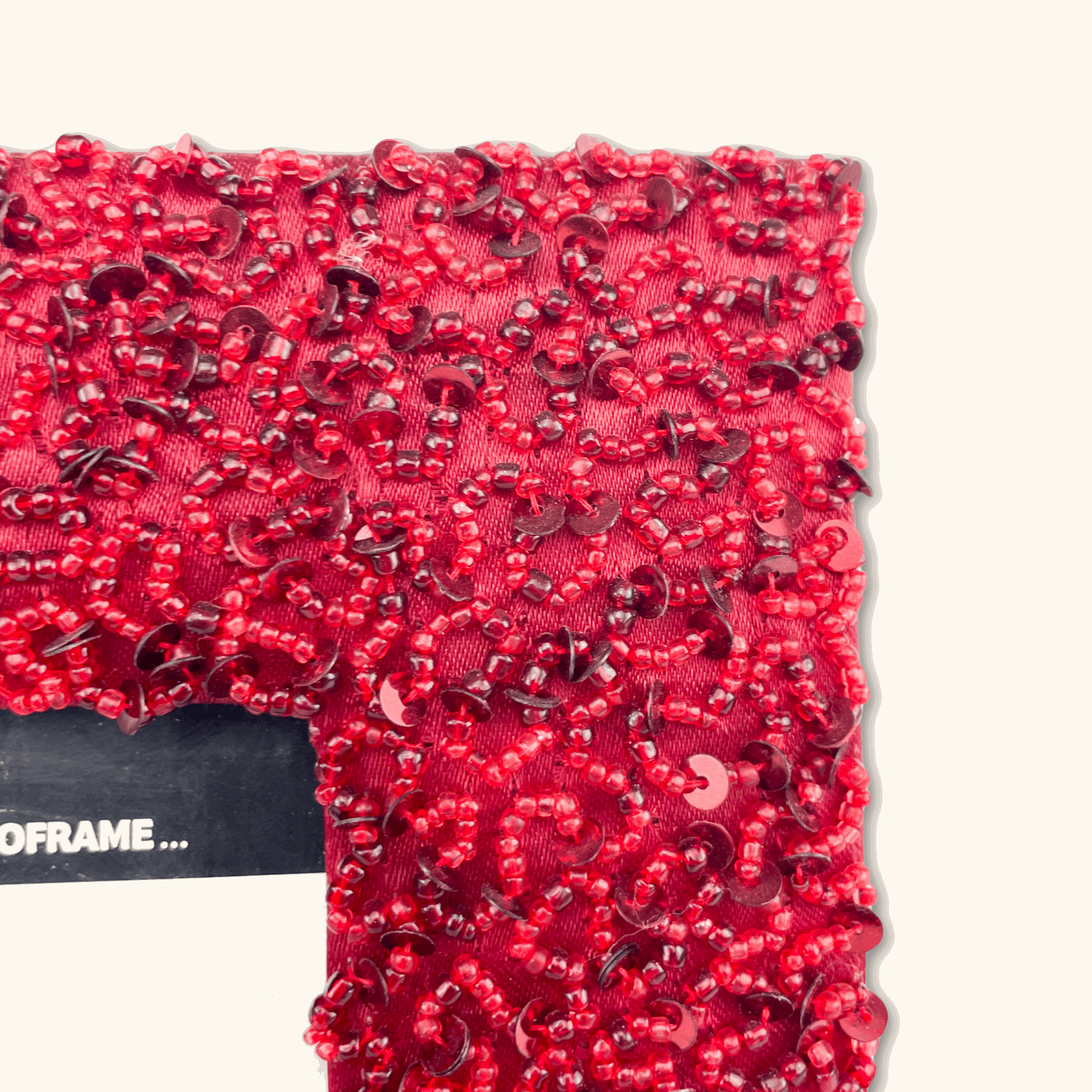 Dark Red Beaded Square Picture Frame - - Picture Frames