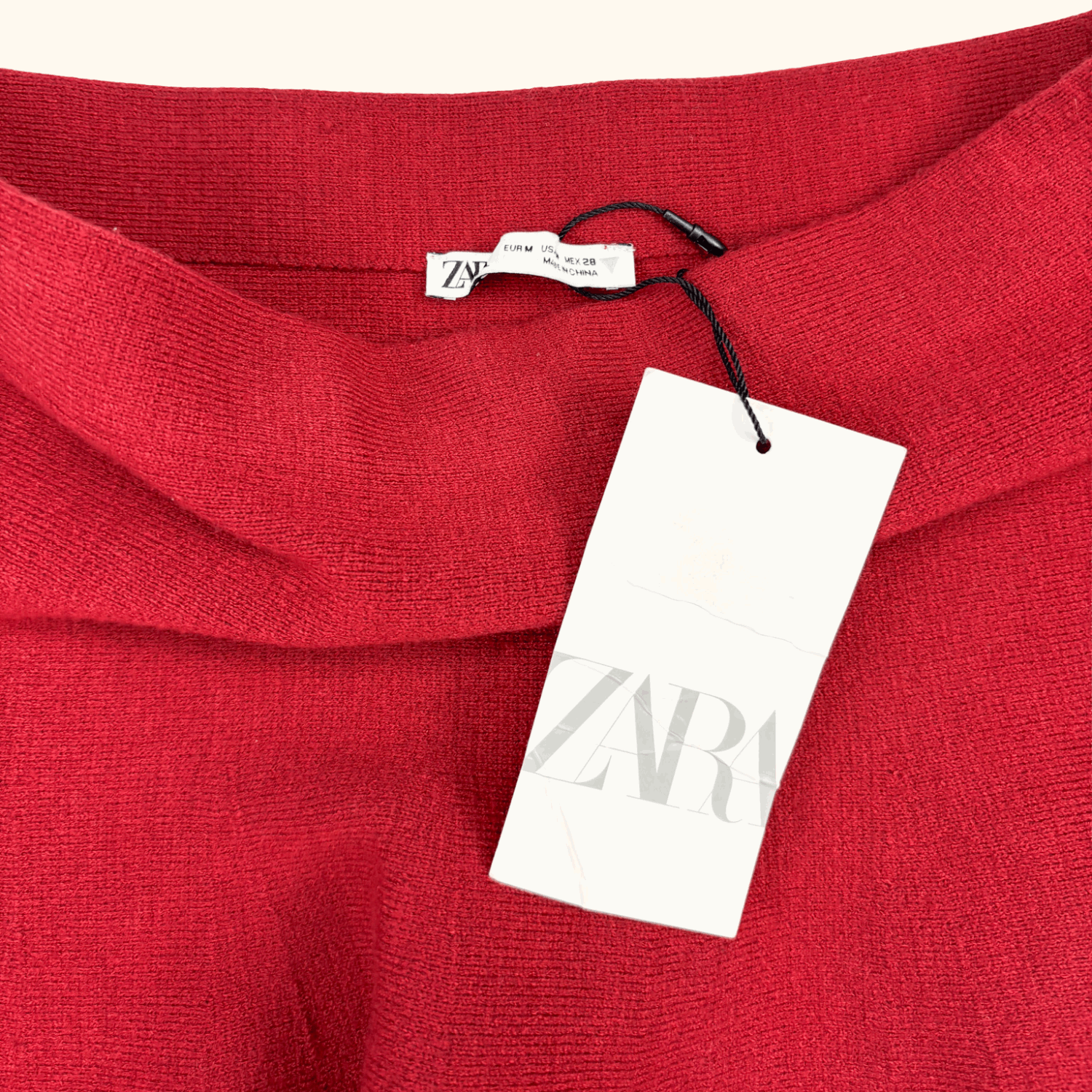 Zara Red Knitted Flare Mini Skirt - Size Medium
