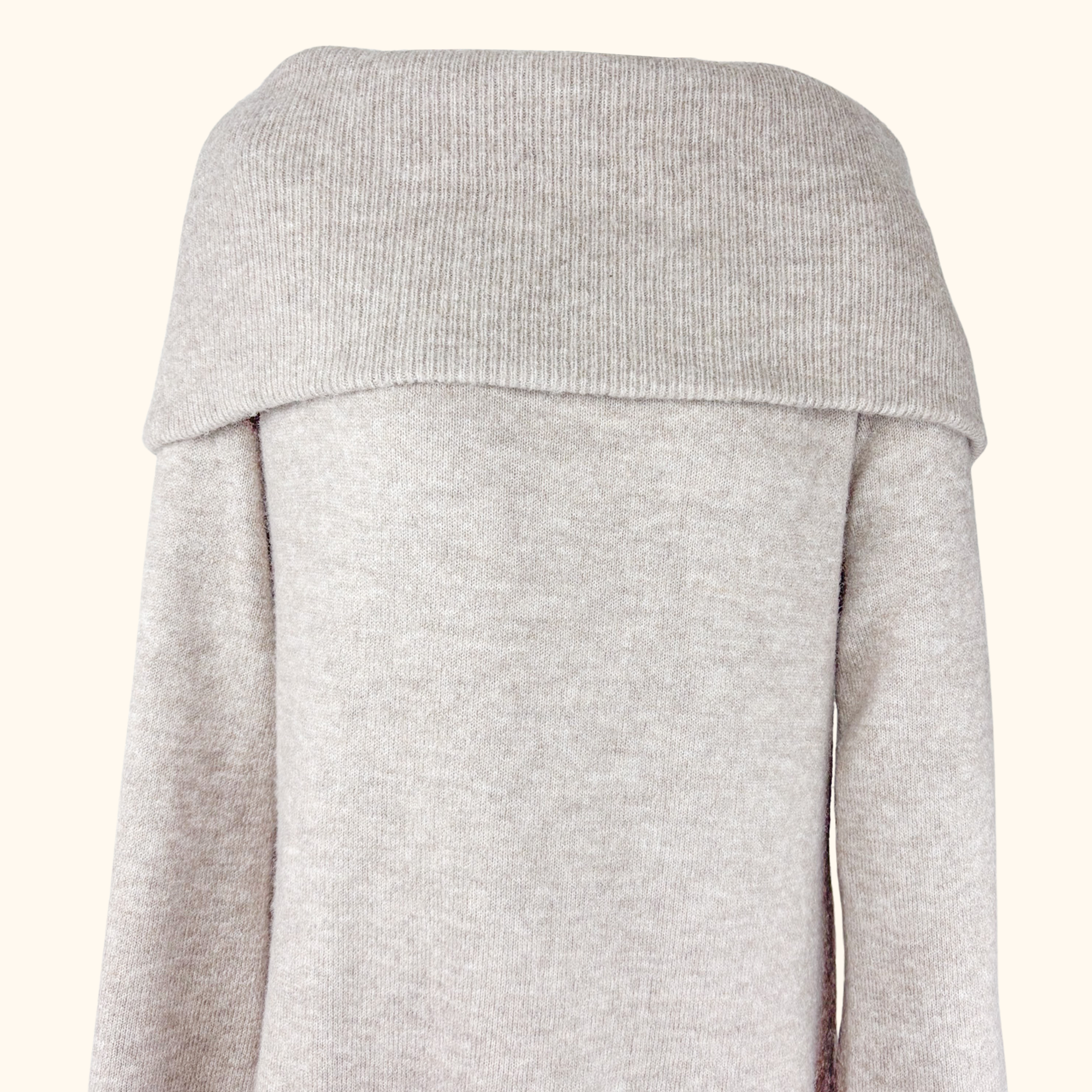 H&M Beige Off The Shoulder Knitted Maxi Dress - Size Large H&M