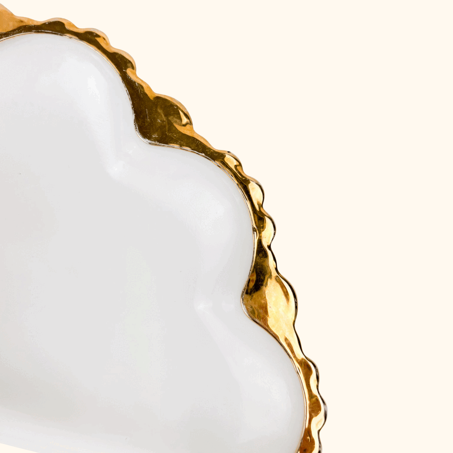 Vintage 1960s Anchor Hocking Milk Scallop Divided Glass Plate - - Kitchenware