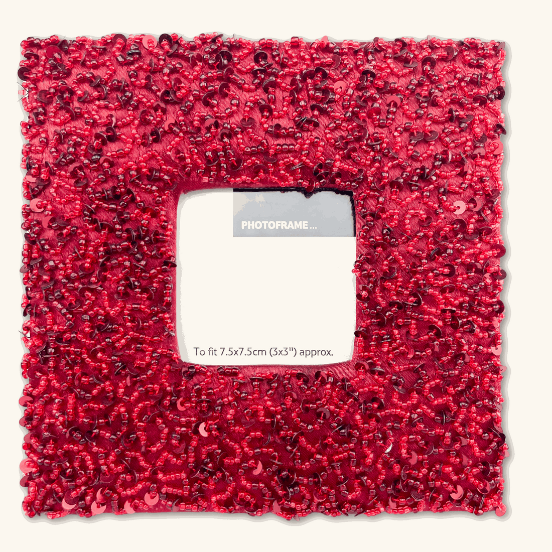 Dark Red Beaded Square Picture Frame -  - Picture Frames