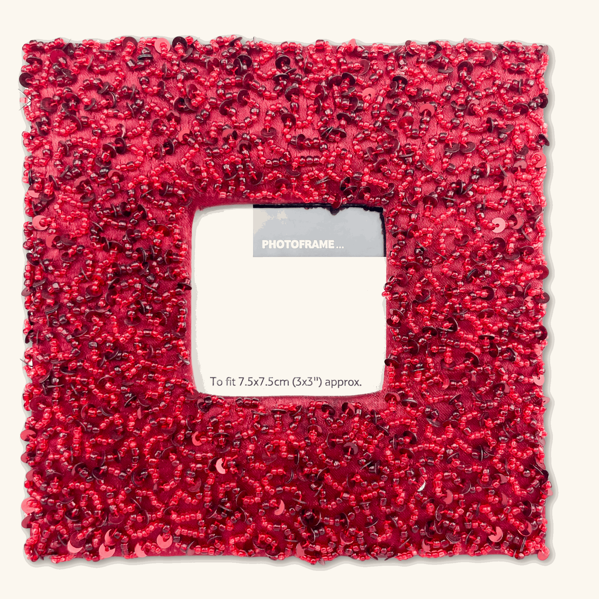 Dark Red Beaded Square Picture Frame - - Picture Frames
