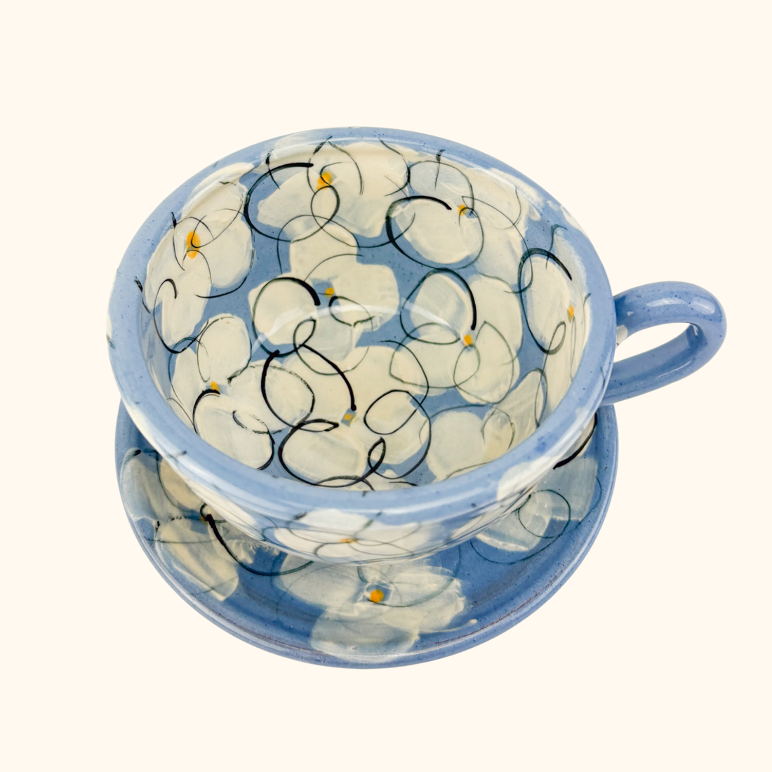 Peter Lochhead Abbey Ceramics Coffee Tea Mug and Saucer Sunshine Thrift